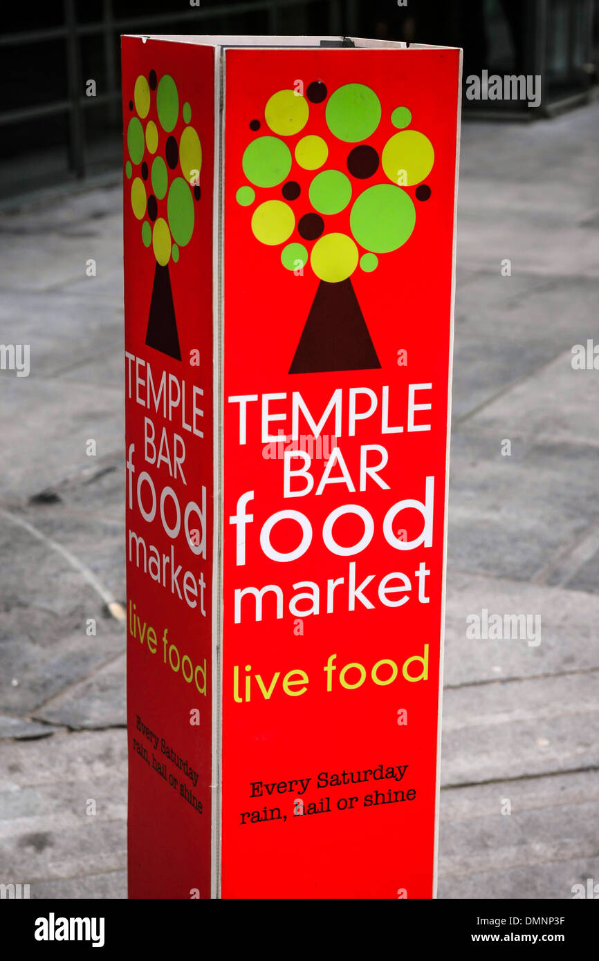 Temple Bar Food Market signe à Dublin le samedi Banque D'Images
