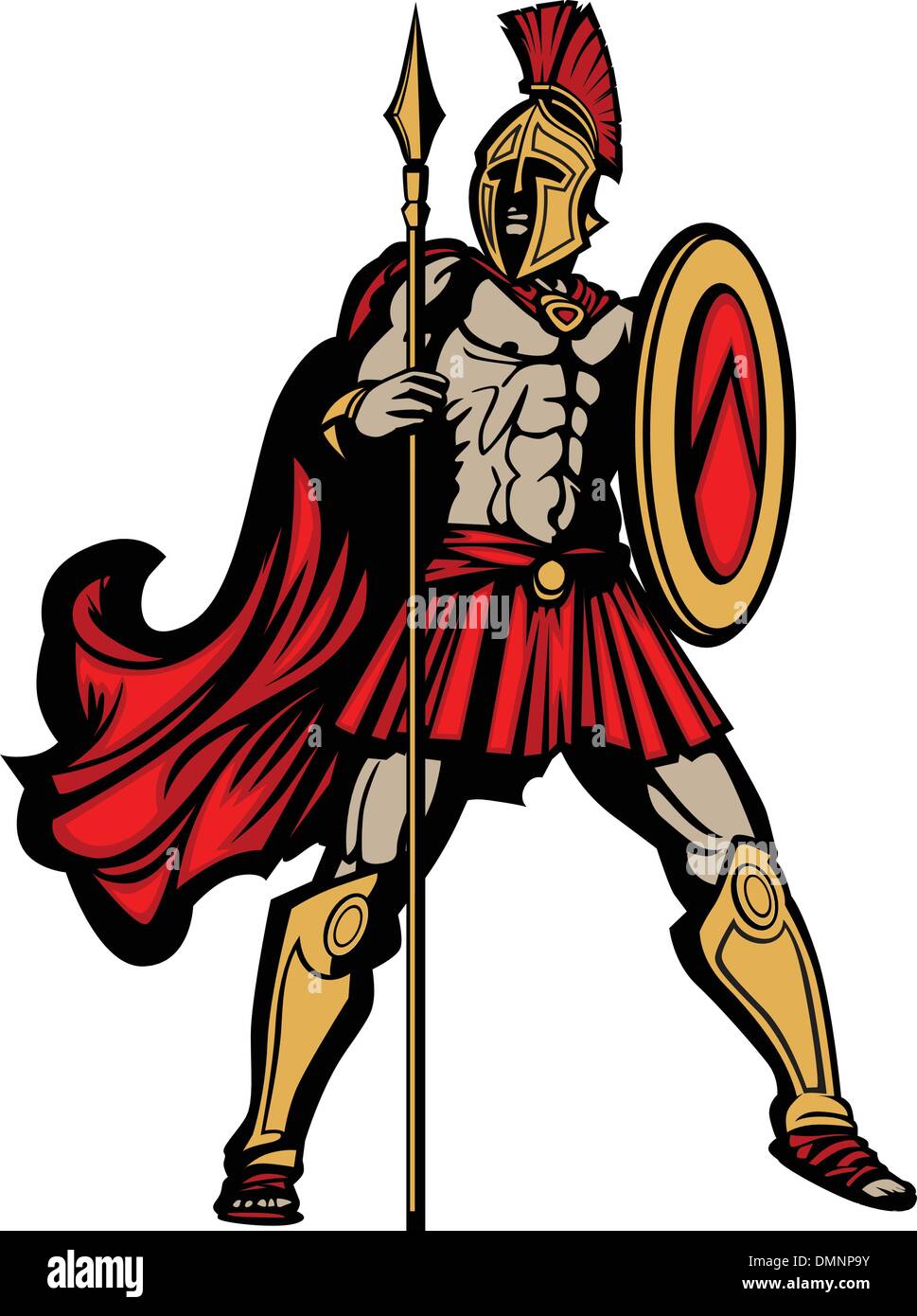 Spartan Mascot Corps avec lance et le bouclier Vector Illustration Illustration de Vecteur
