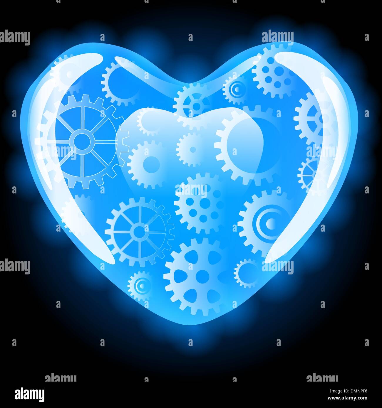 Jeu de pignons dans la coeur bleu Illustration de Vecteur