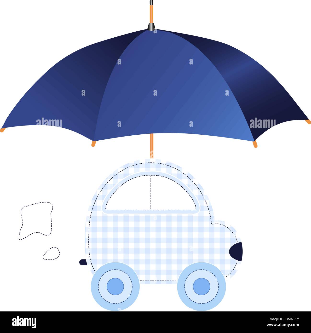 Voiture bleue sous parapluie (notion de protection ou d'assurance) Également disponible en tant que vecteur dans Adobe Illustrator EPS format Illustration de Vecteur