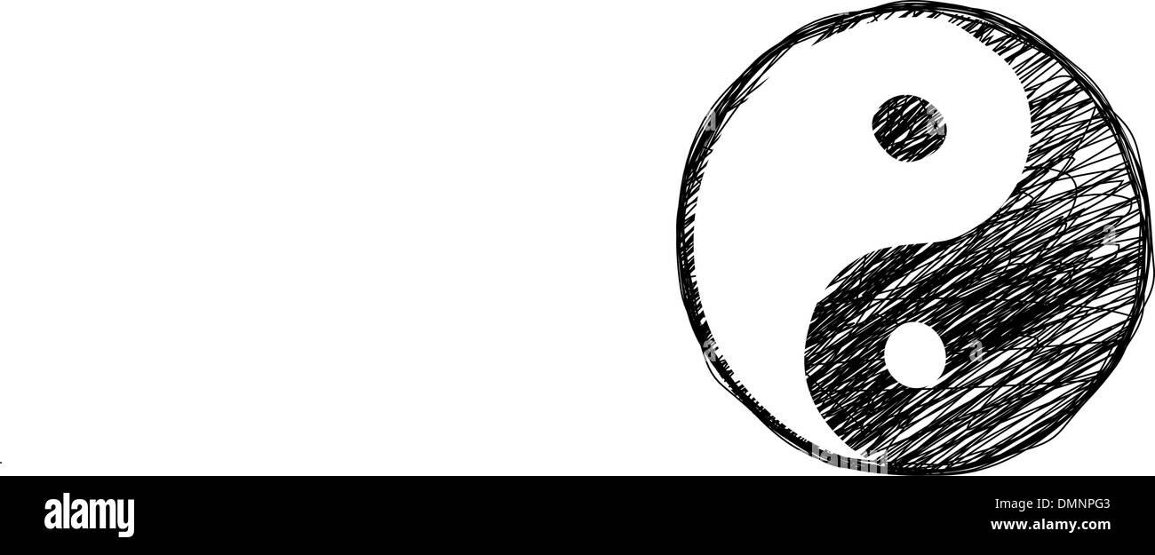 Doodle symbole yin-yang Illustration de Vecteur