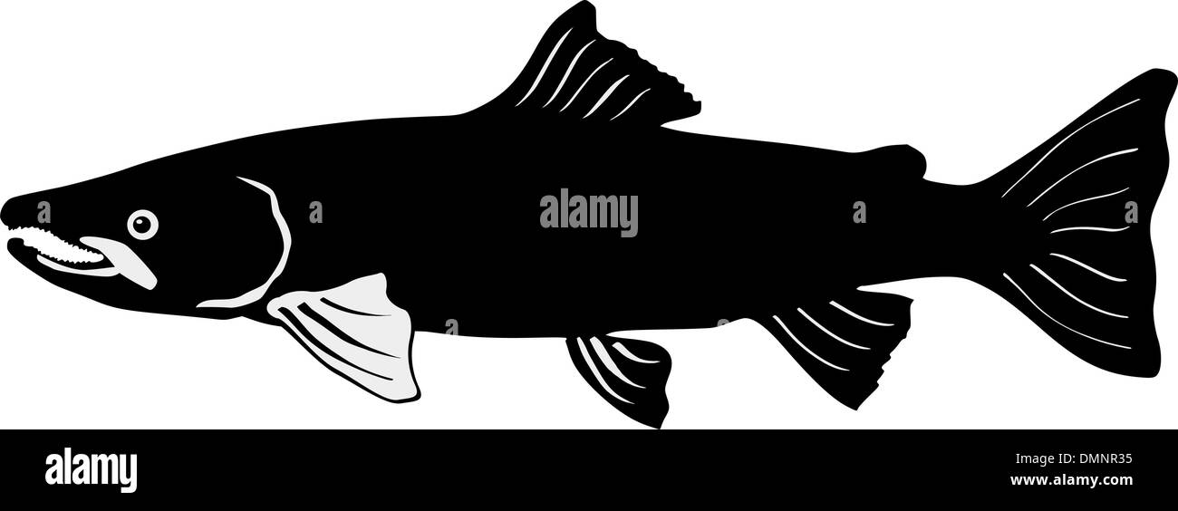 Silhouette de salmon Illustration de Vecteur