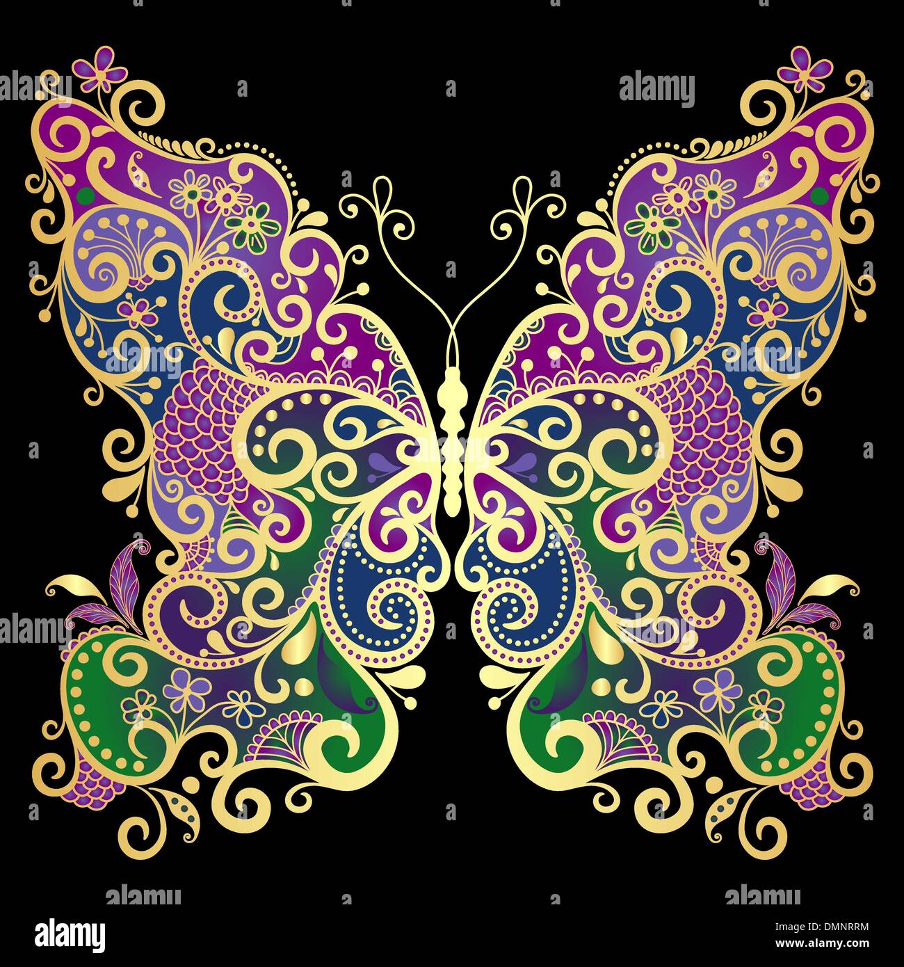 Or Fantasy-papillon coloré Illustration de Vecteur