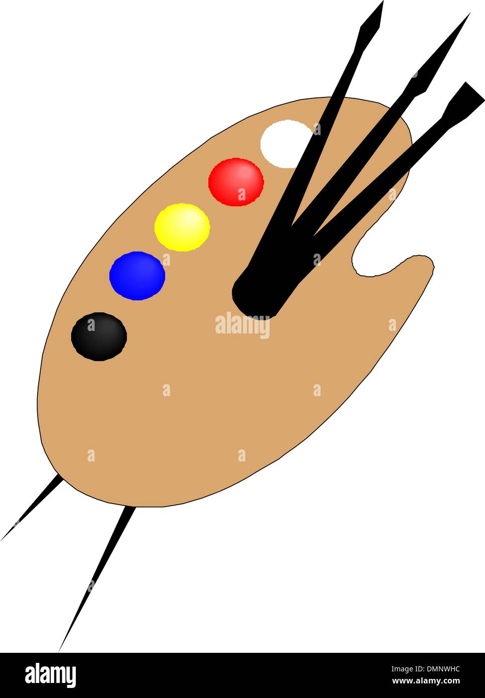 Palette en bois avec des brosses Illustration de Vecteur