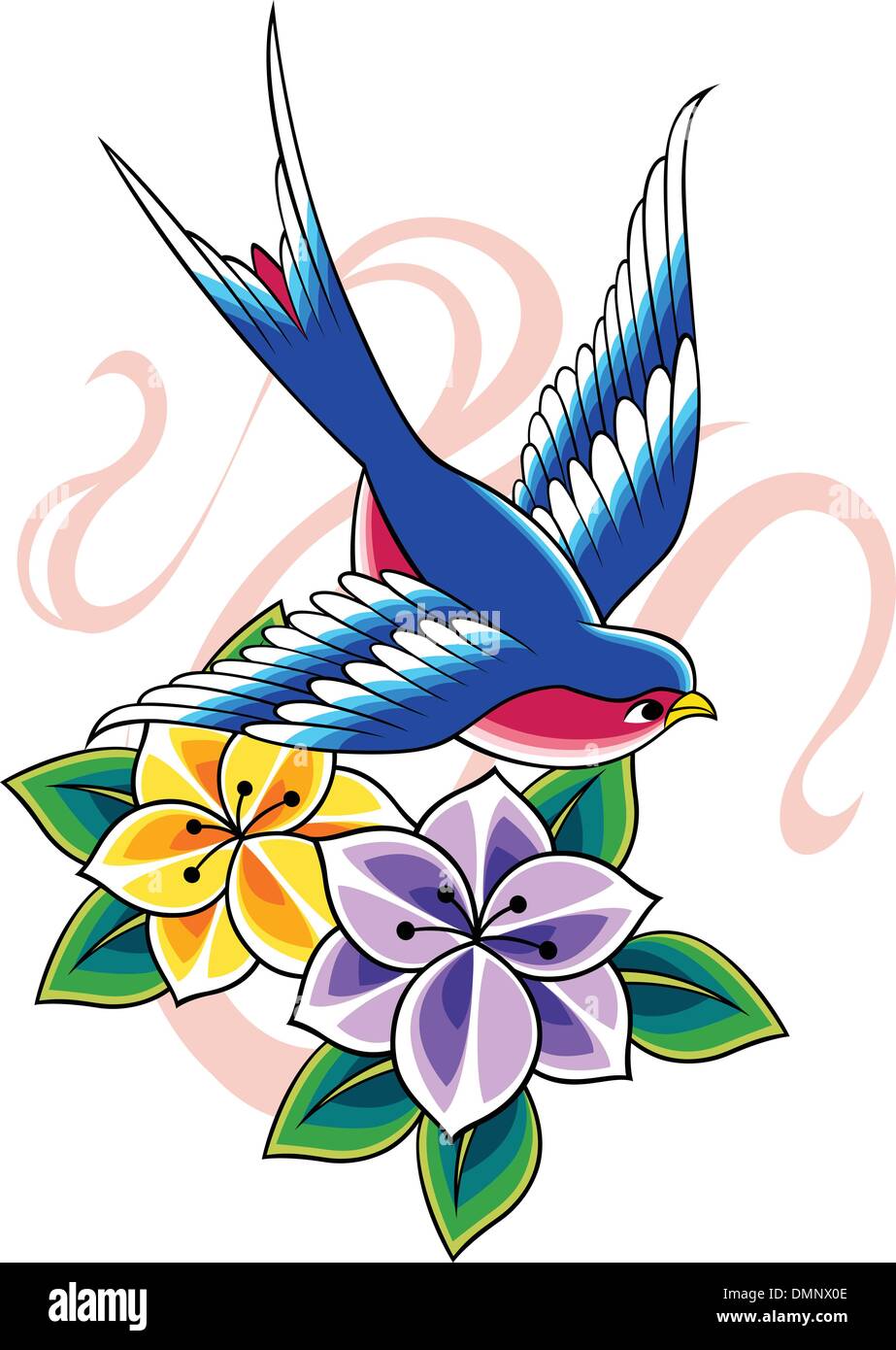 tatouage Hirondelle Illustration de Vecteur