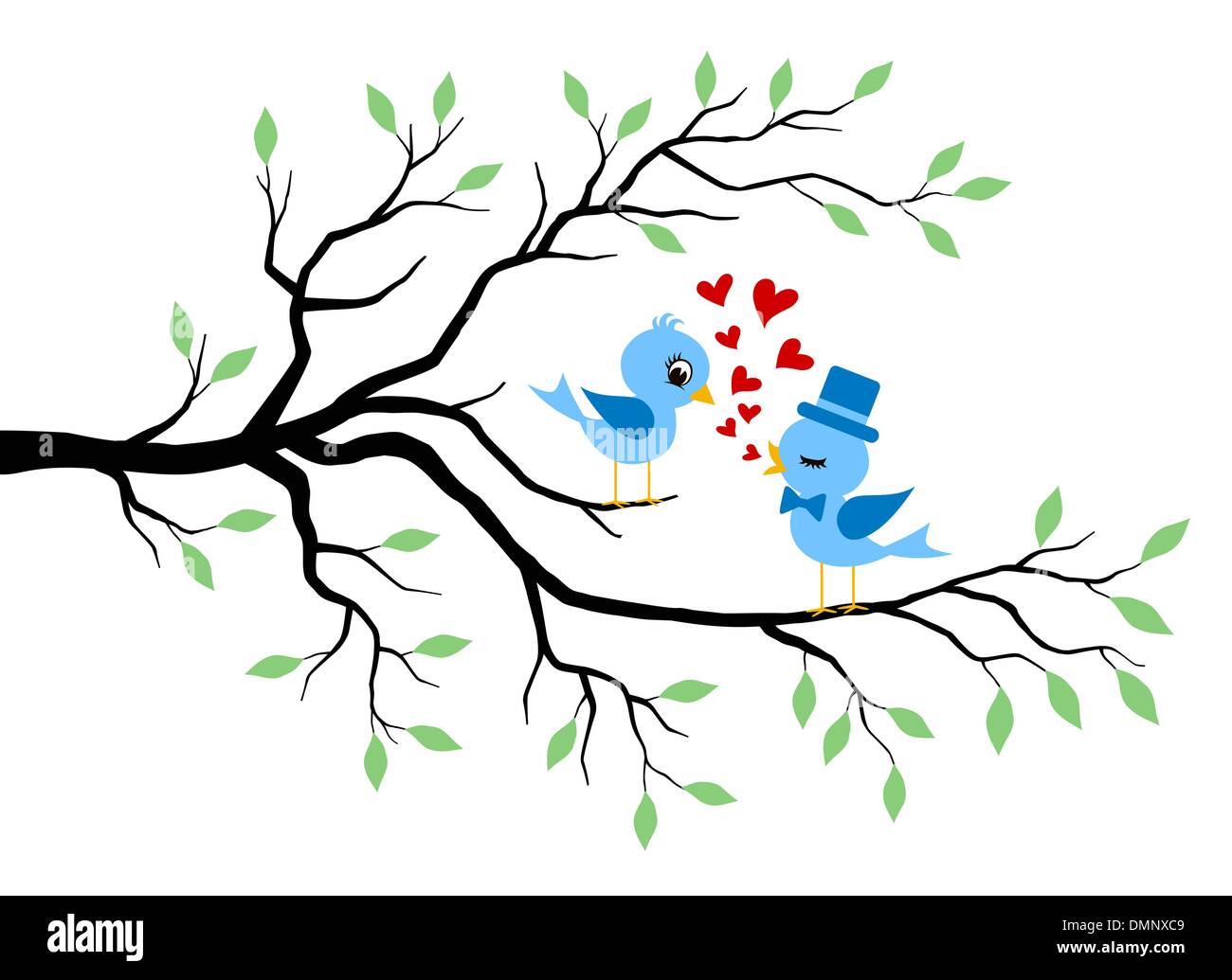 Oiseaux sur le tronc Banque d'images vectorielles - Alamy