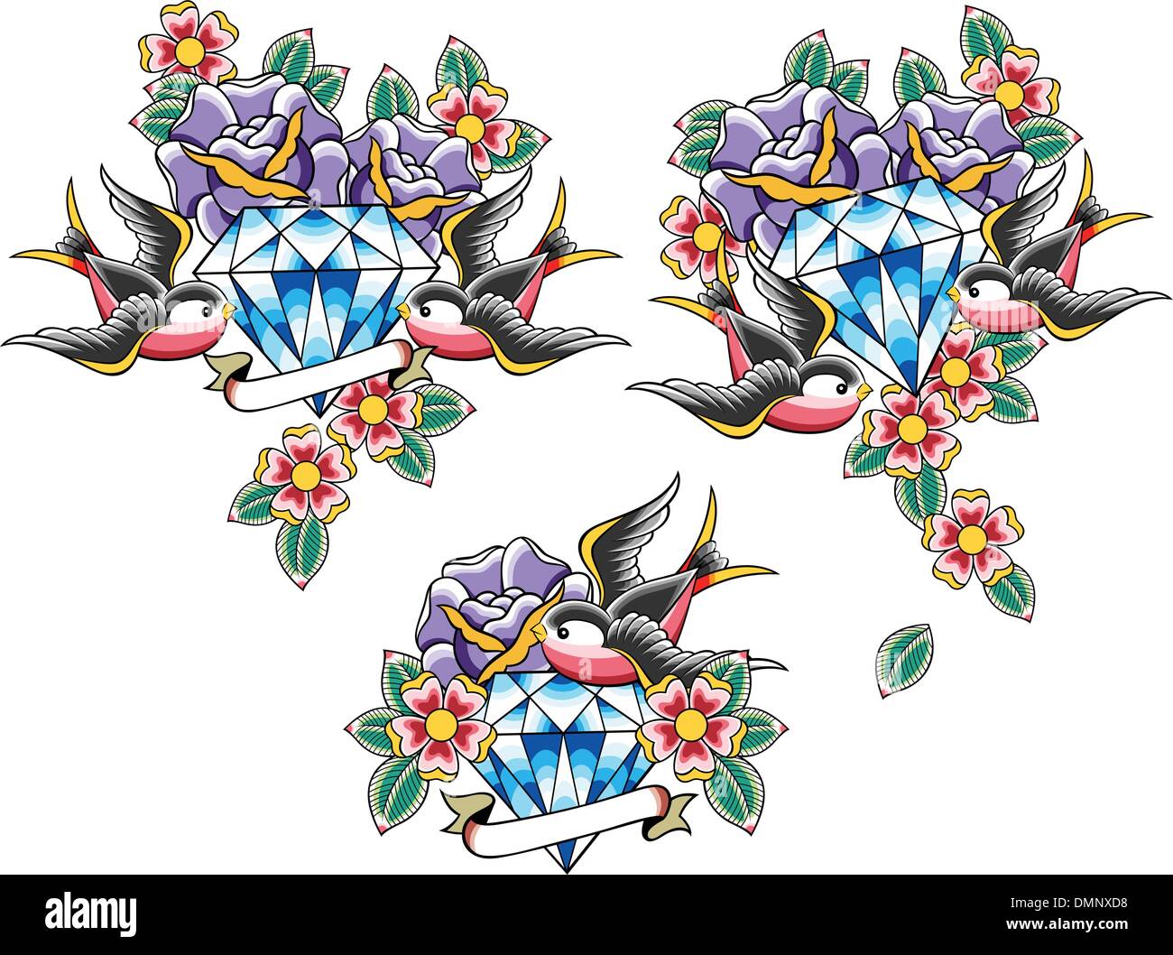 Avaler la conception de tatouage Illustration de Vecteur