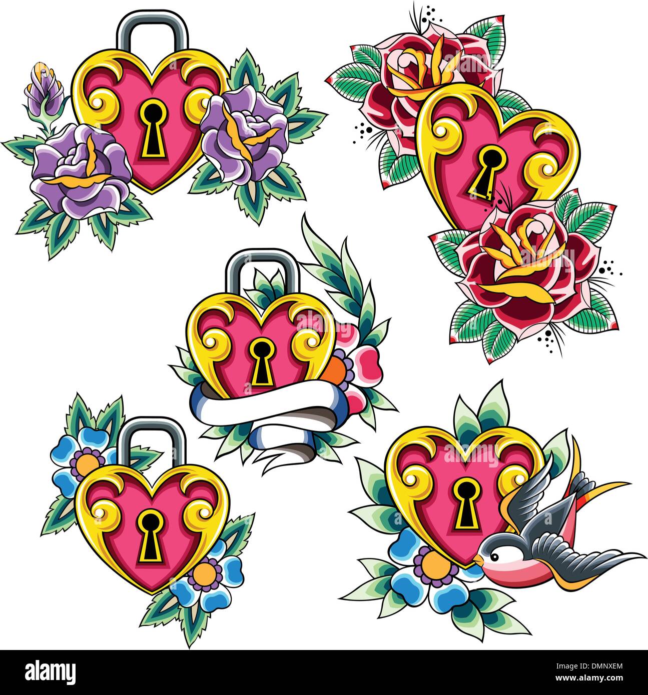 Coeur avec flower design Illustration de Vecteur