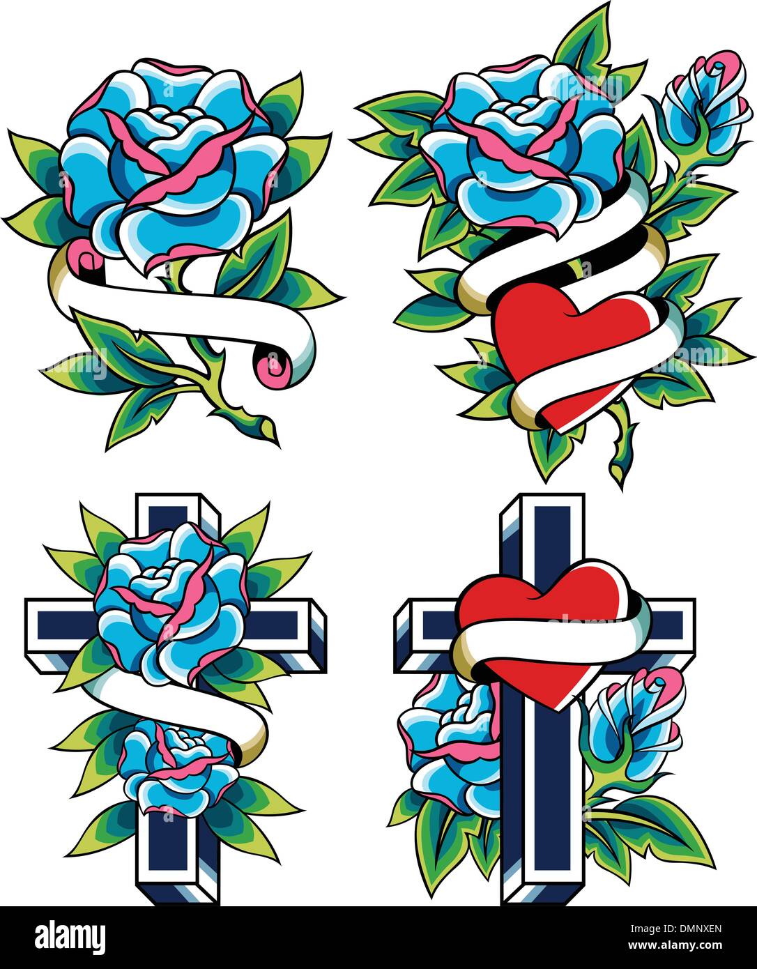 Design rose tattoo gothique Illustration de Vecteur
