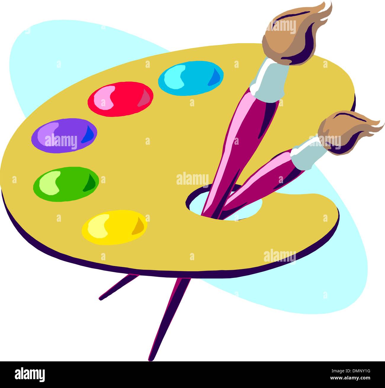 Palette en bois avec des brosses Illustration de Vecteur