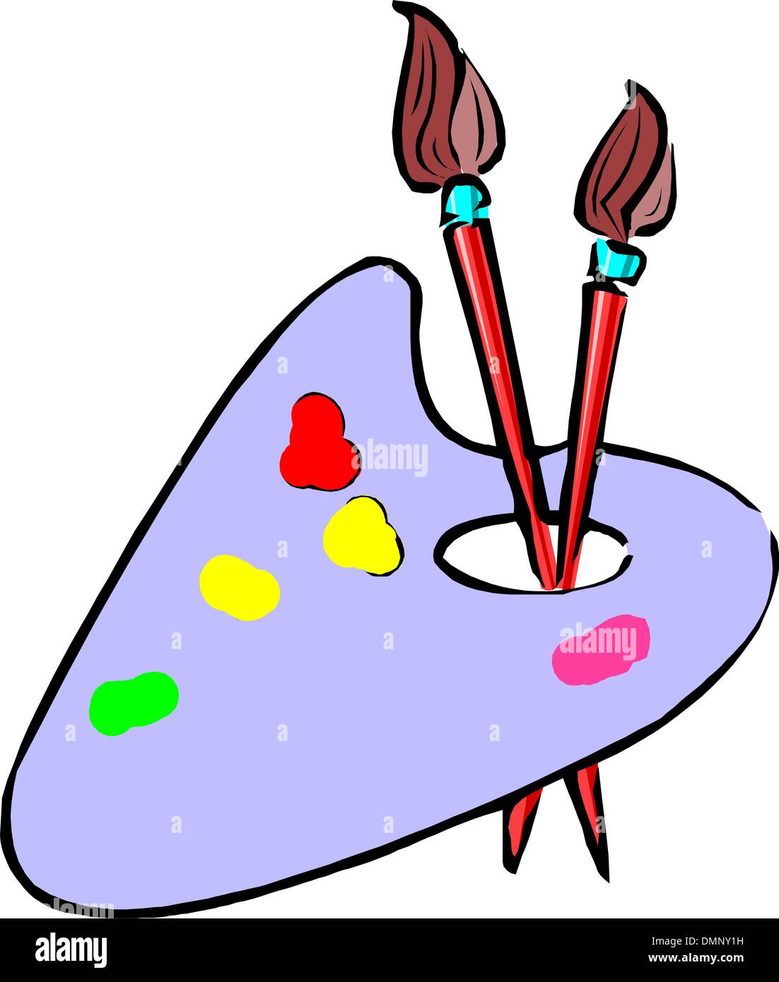 Palette en bois avec des brosses Illustration de Vecteur