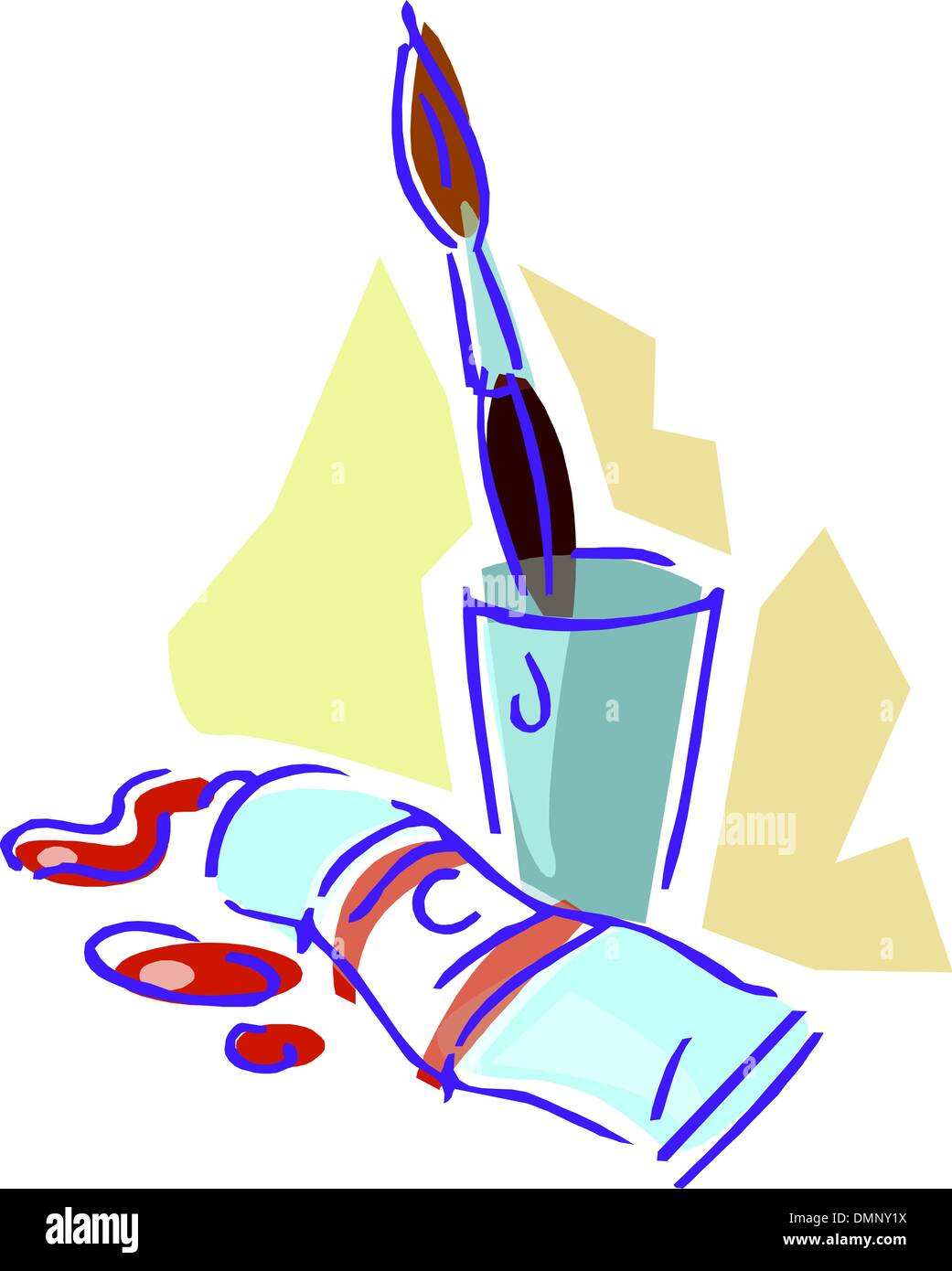 Tube de peinture à l'huile et painbrush Illustration de Vecteur