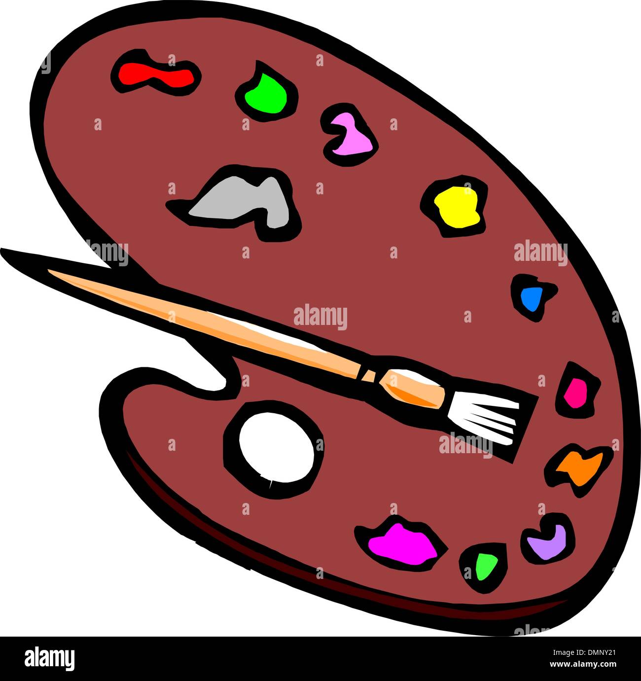 Palette en bois avec brosse Illustration de Vecteur