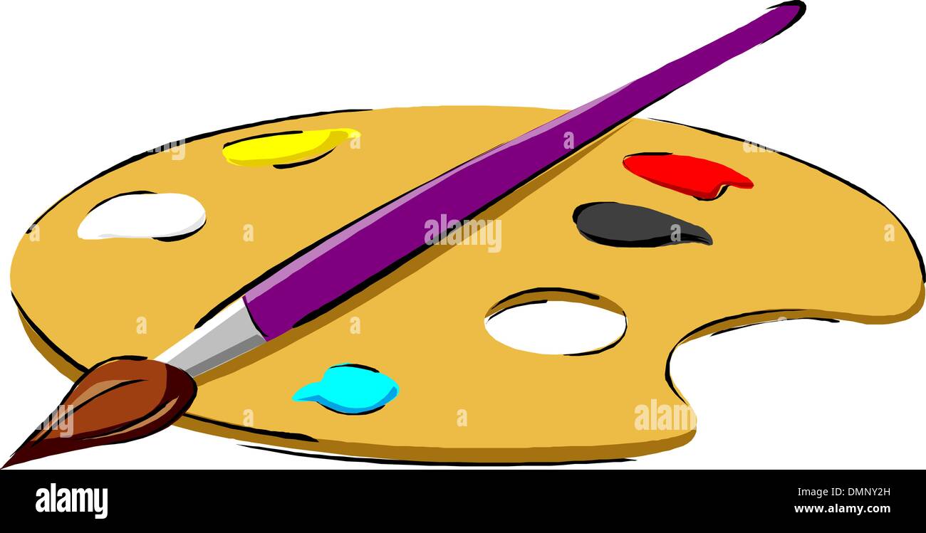 Palette en bois avec brosse Illustration de Vecteur