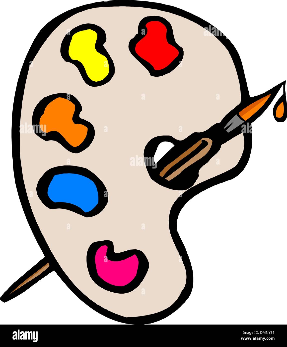 Palette en bois avec brosse Illustration de Vecteur