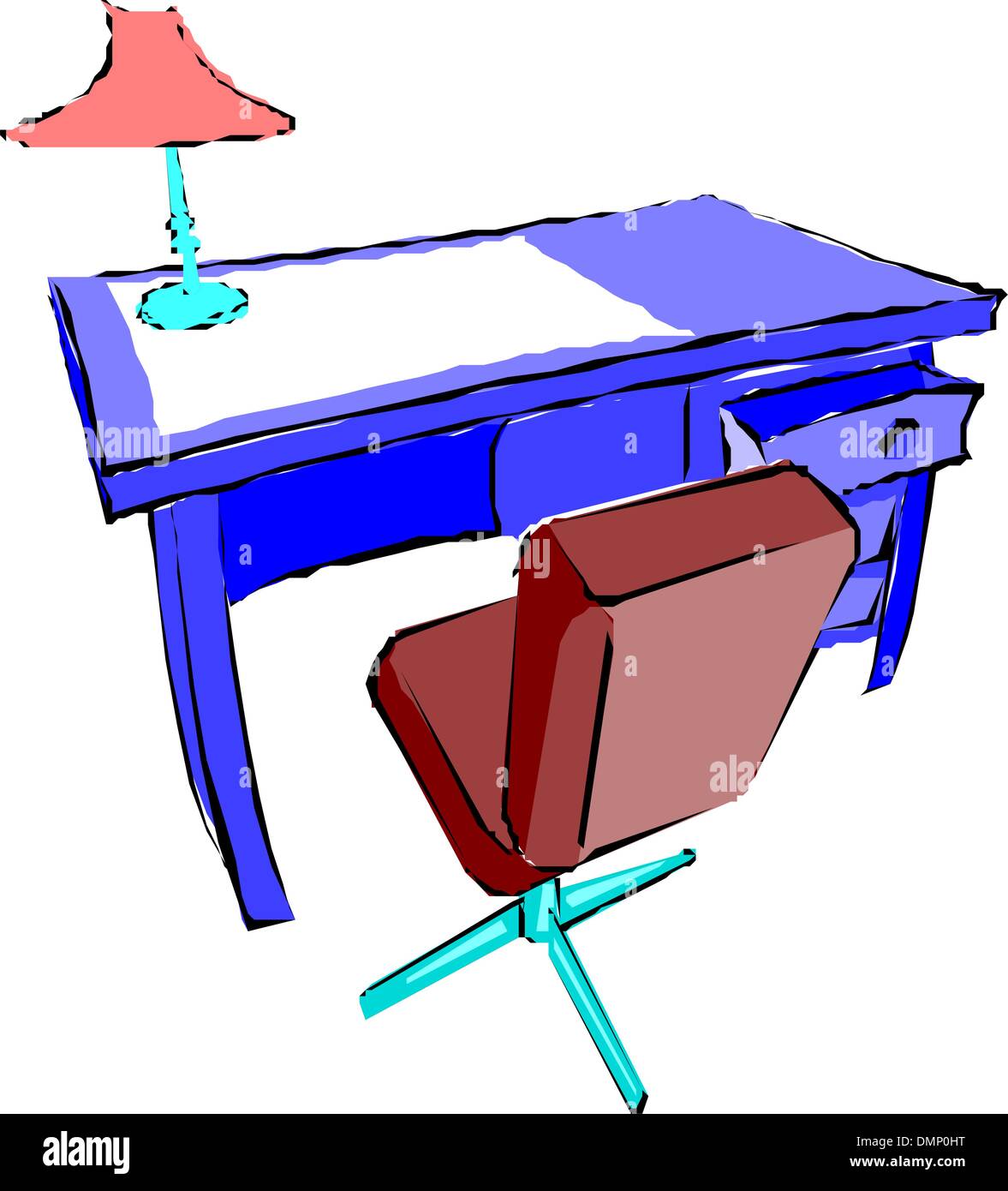Table et chaise de bureau Illustration de Vecteur