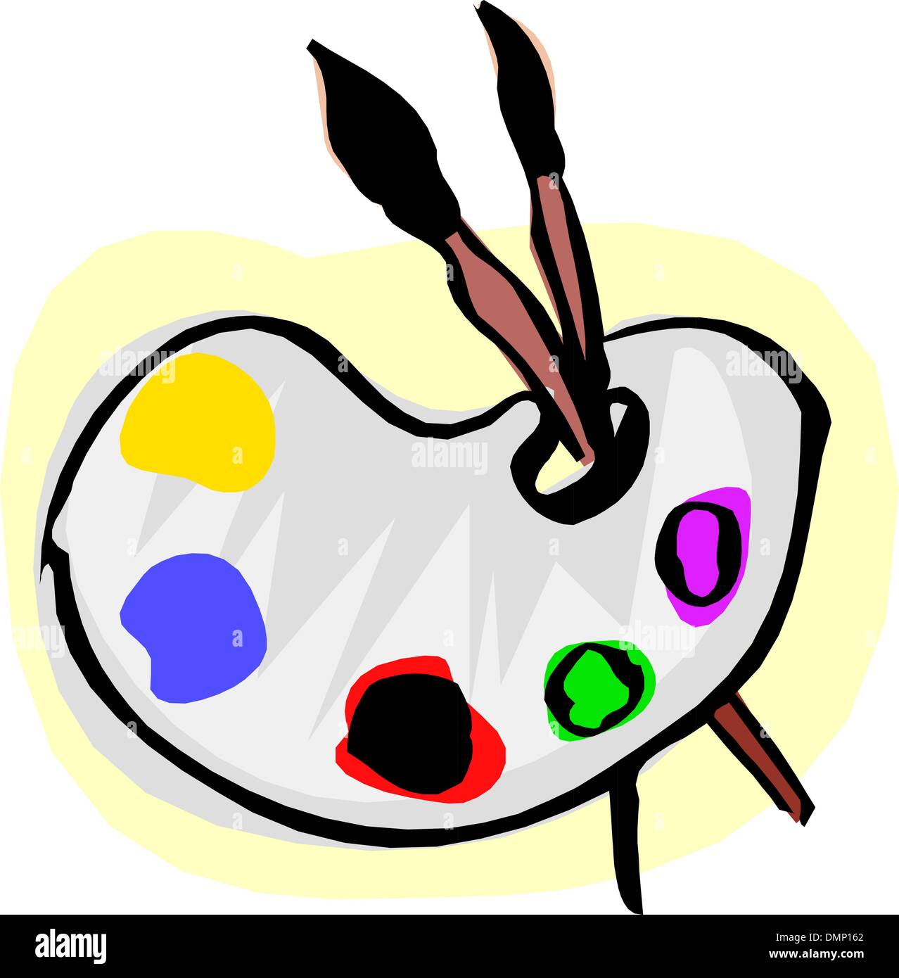 Palette en bois avec des brosses Illustration de Vecteur