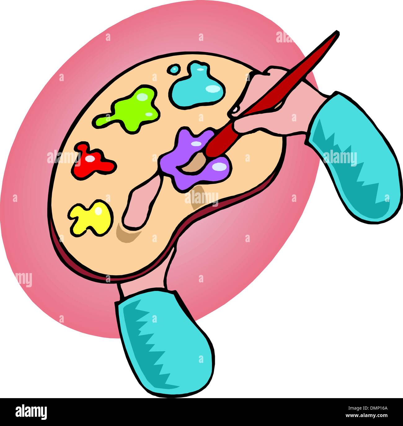 Palette en bois avec des brosses Illustration de Vecteur