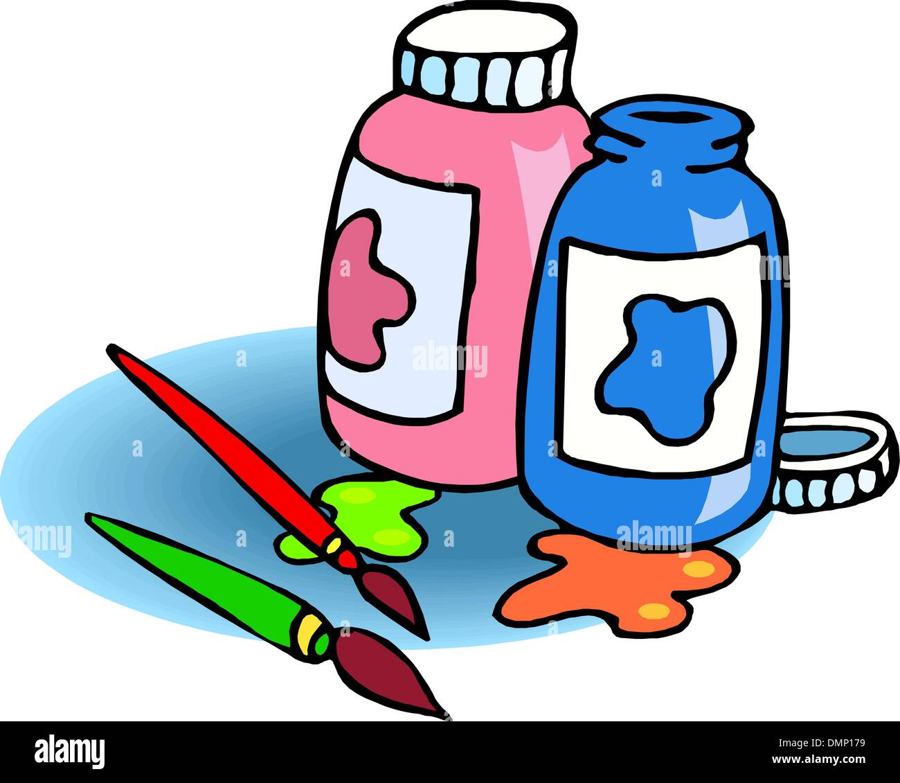 Les peintures et pinceau Illustration de Vecteur