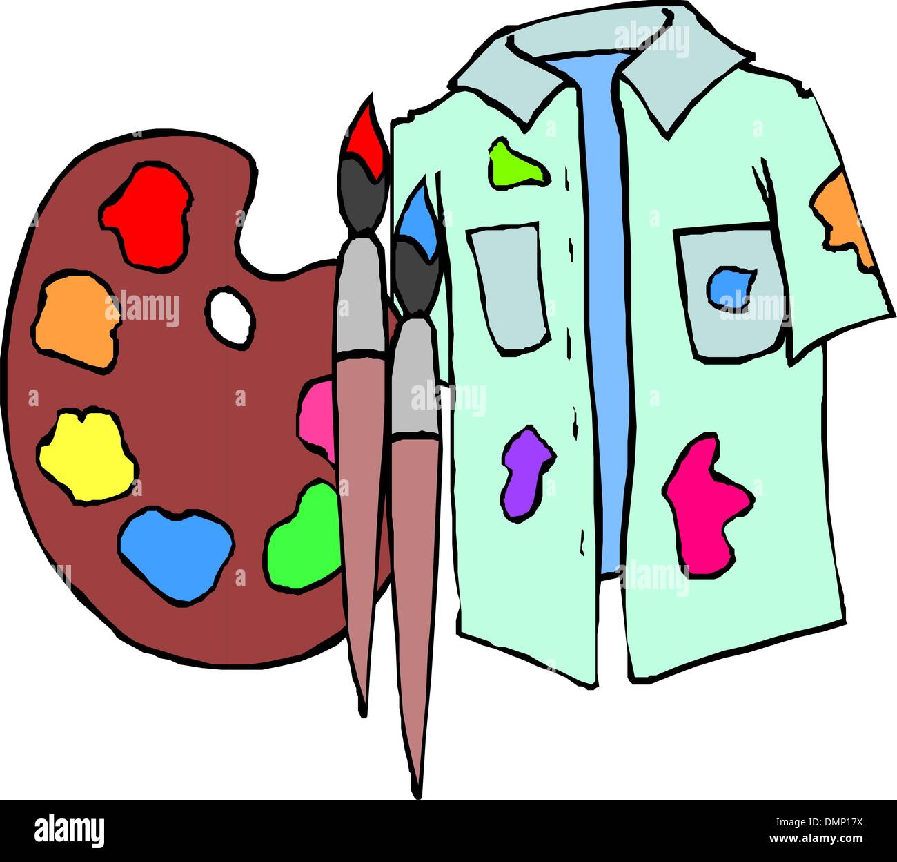 Palette en bois avec des brosses Illustration de Vecteur