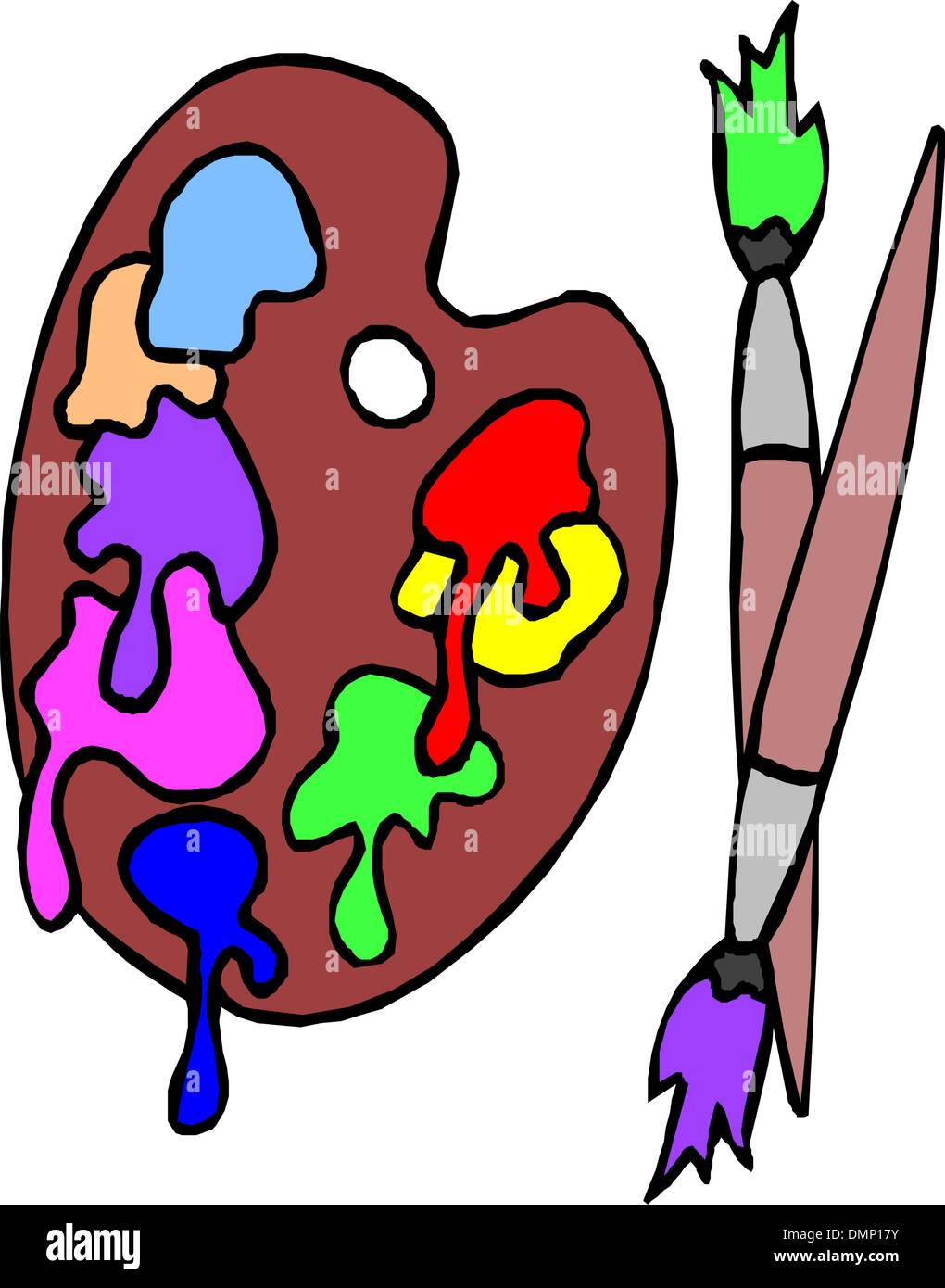 Palette en bois avec des brosses Illustration de Vecteur
