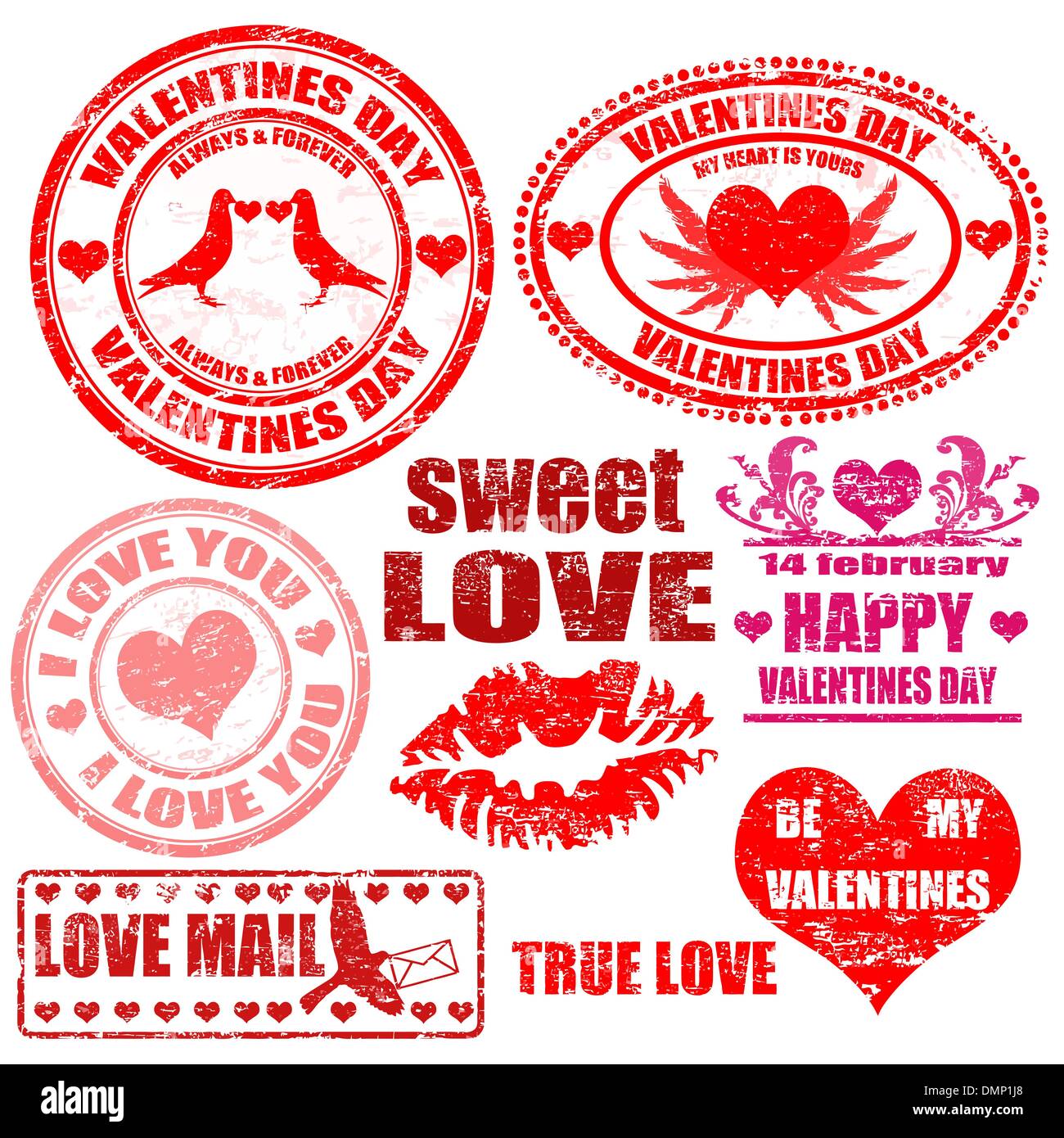 Timbres de Saint-Valentin Illustration de Vecteur