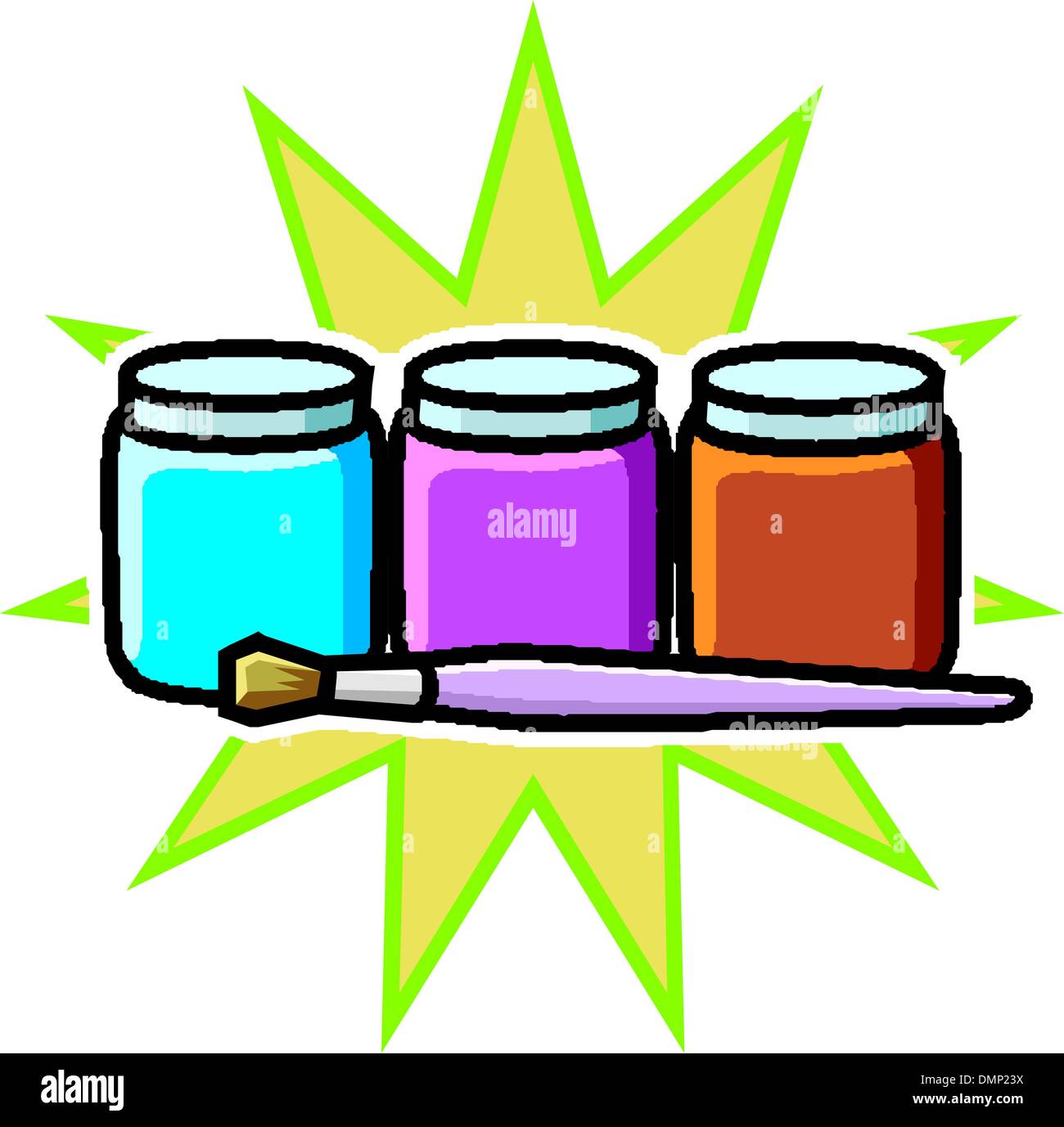 Les peintures et pinceau Illustration de Vecteur