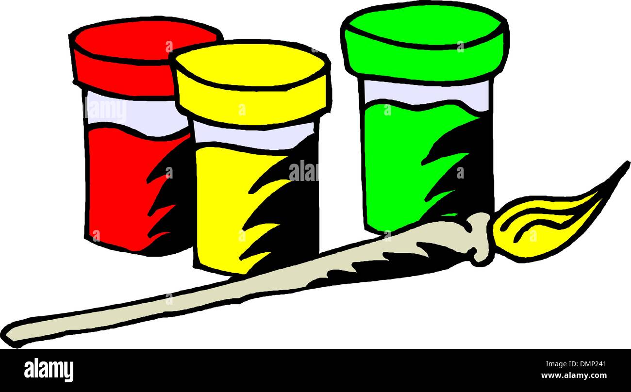 Les peintures et pinceau Illustration de Vecteur