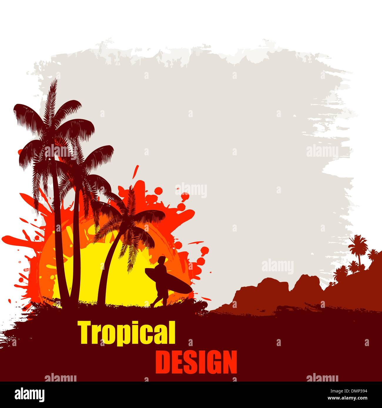 Grunge poster design tropical Illustration de Vecteur