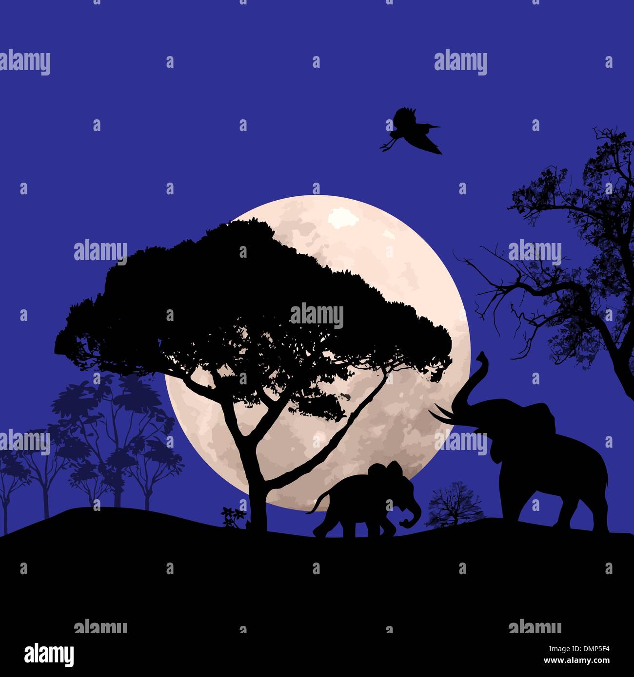 La faune africaine au coucher du soleil Illustration de Vecteur