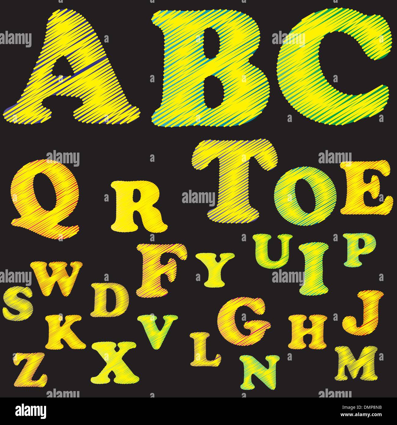 Alphabet brodé coloré. Illustration de Vecteur