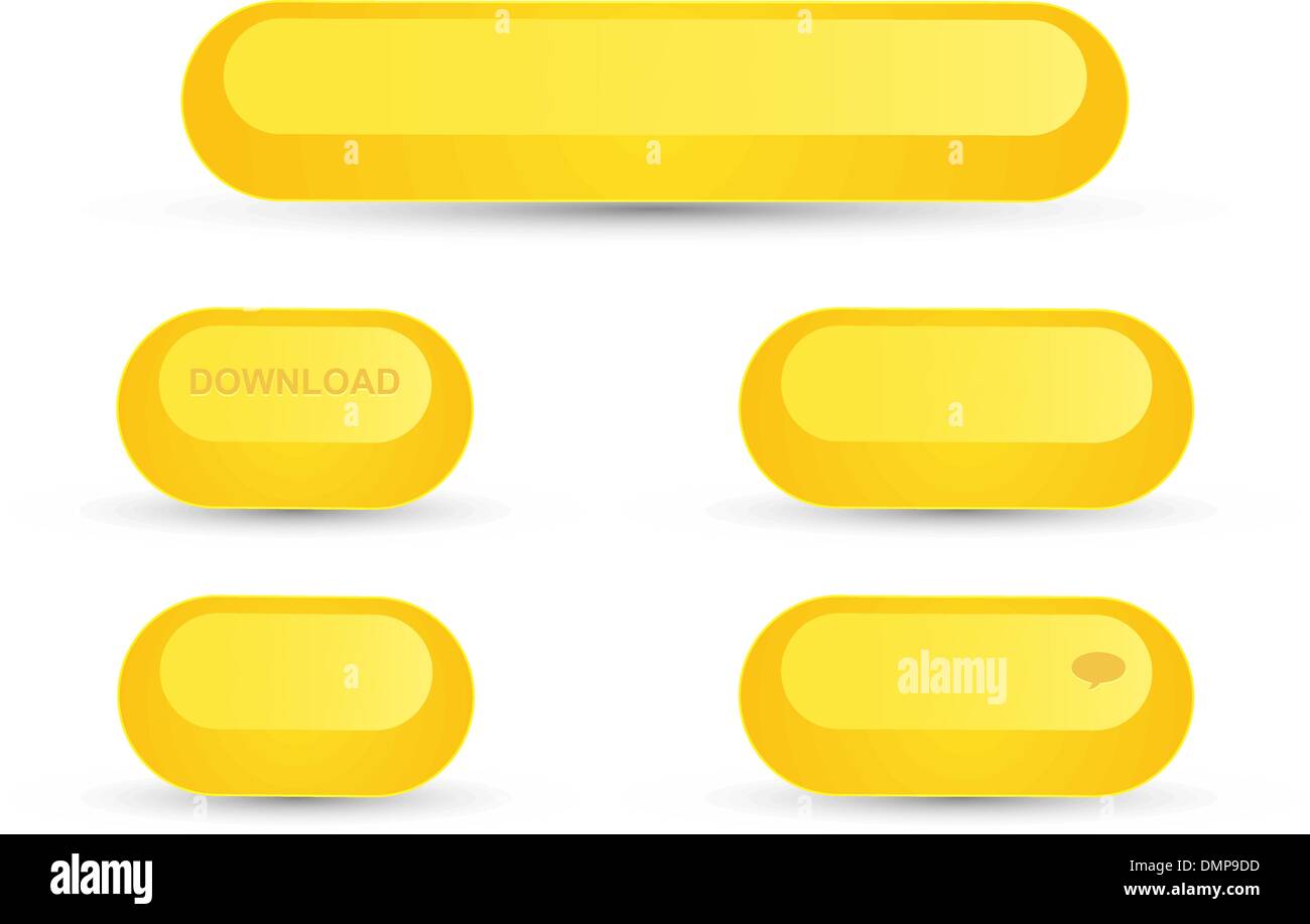 Ensemble de boutons rond jaune Illustration de Vecteur