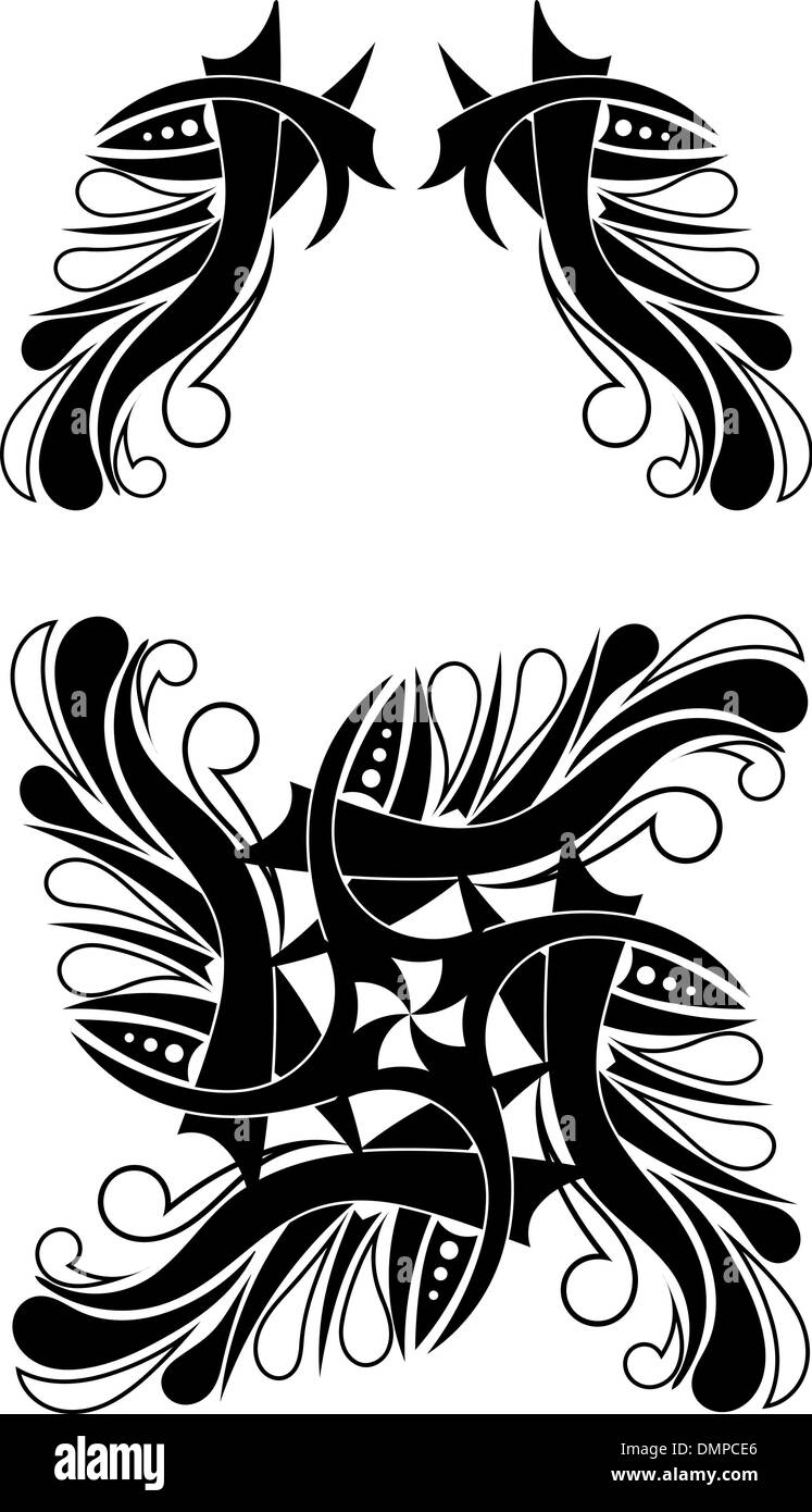 Noir-blanc élégant design tatouage tribal Illustration de Vecteur