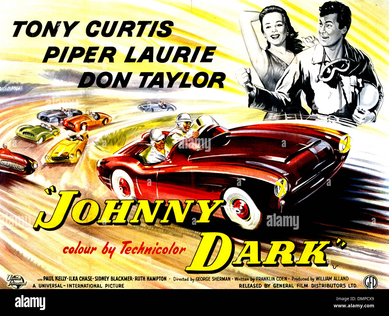 JOHNNY DARK Affiche pour 1954 Universal Pictures film avec Tony Curtis et Piper Laurie Banque D'Images