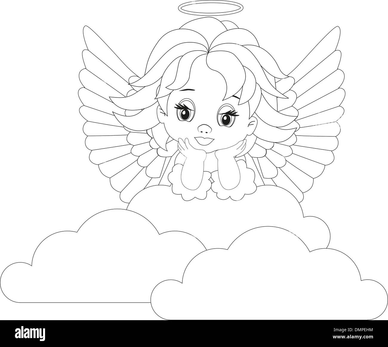 petit ange a colorier image vectorielle stock alamy coloriage chasseur avec chien