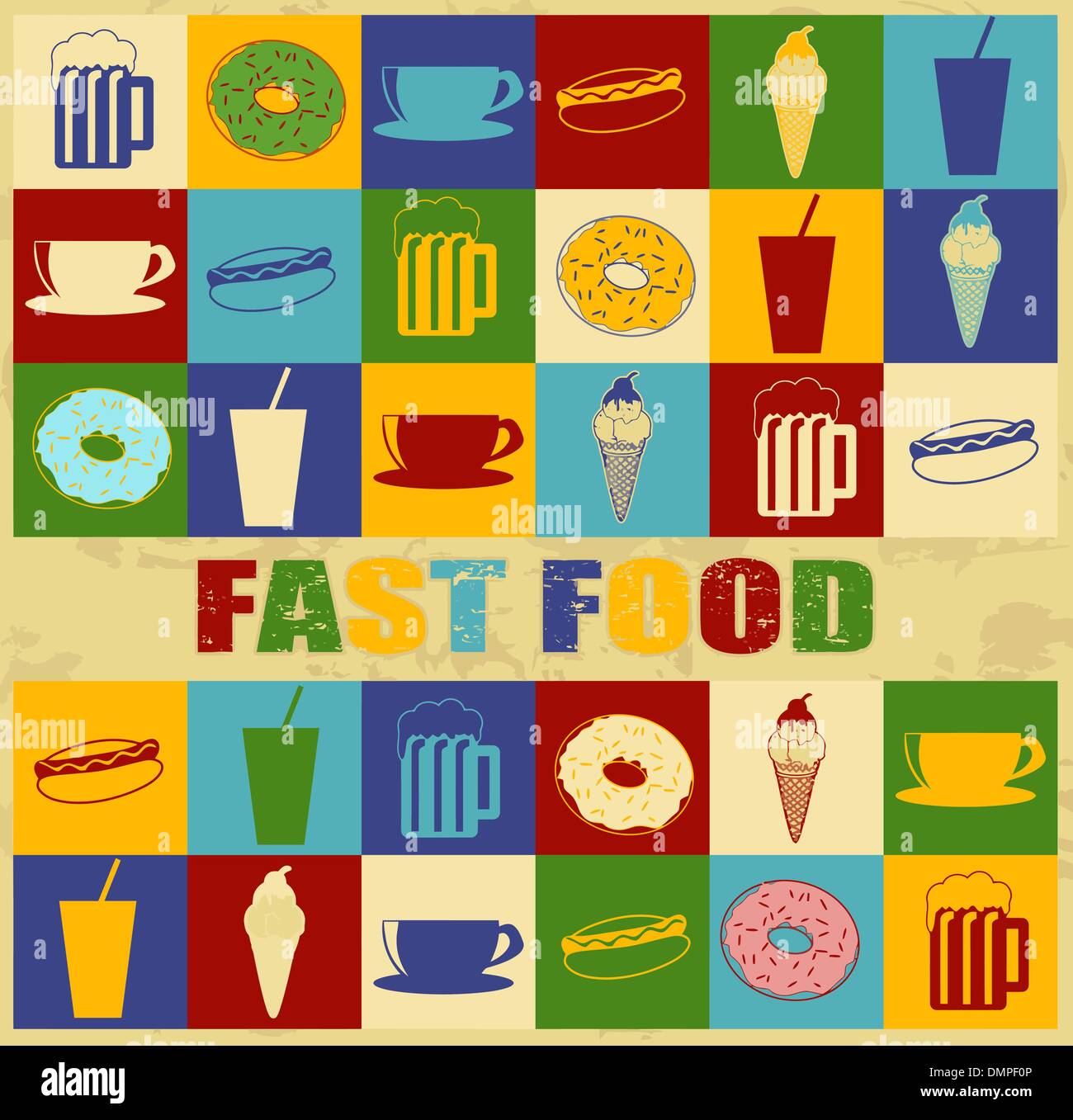 Fast food vintage poster Illustration de Vecteur