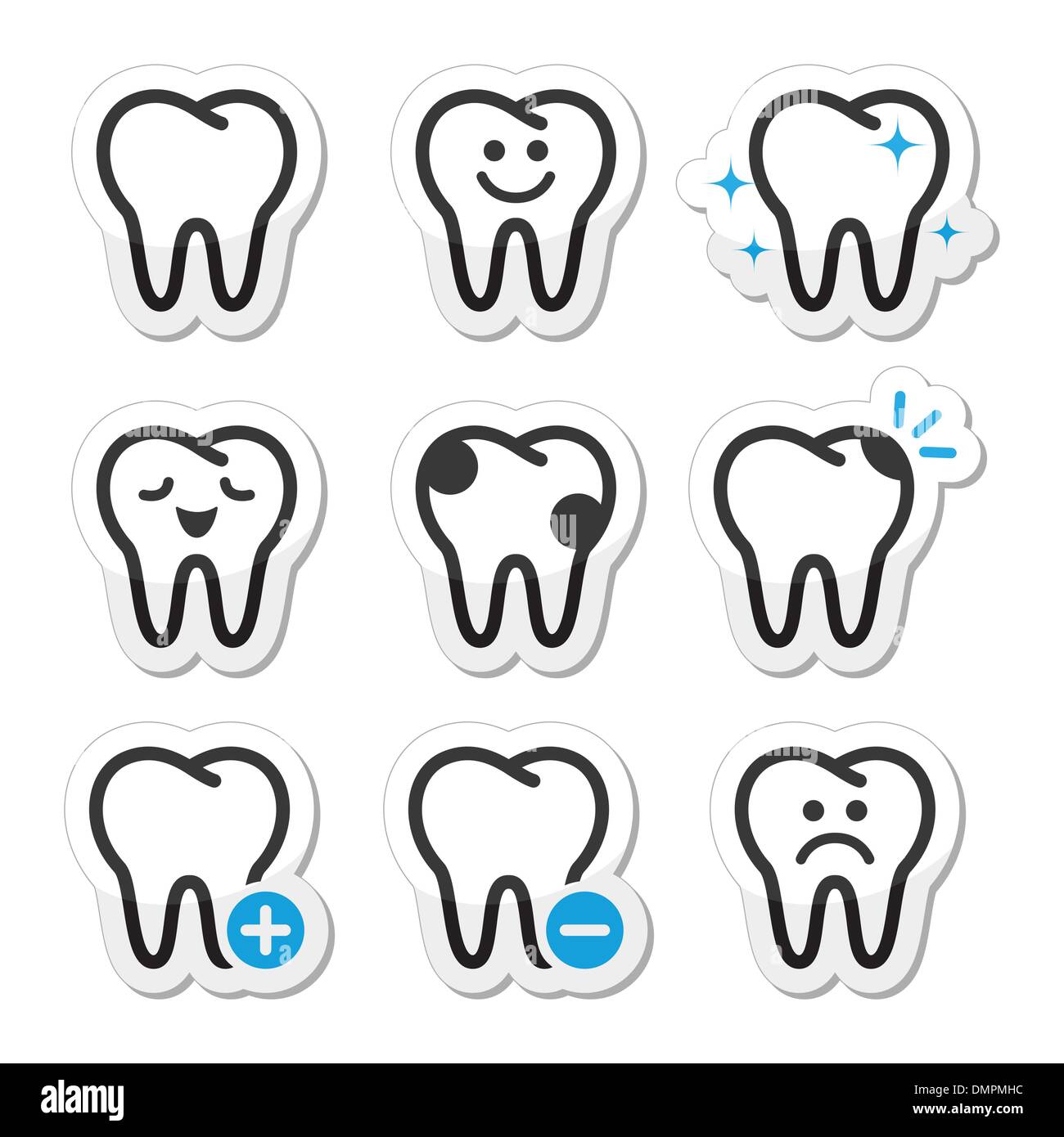 , Dents Dents vector icons set Illustration de Vecteur