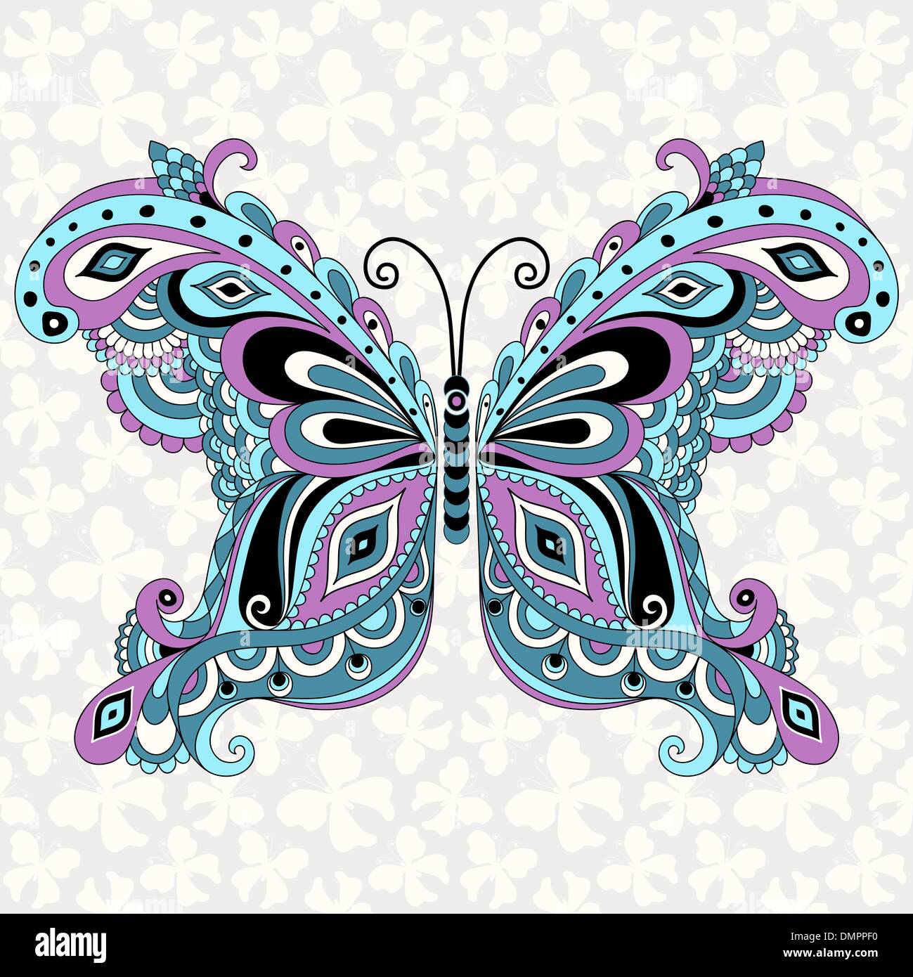 Fantaisie de décoration vintage butterfly Illustration de Vecteur