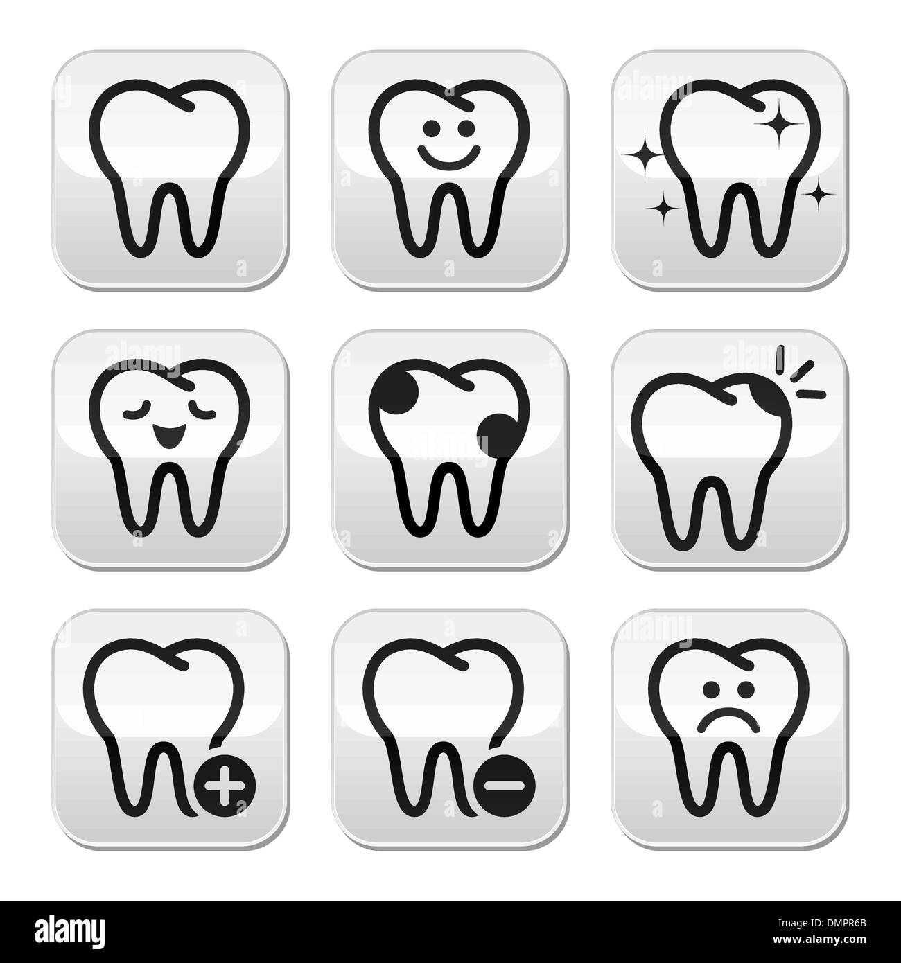 Dents Dents , jeu de boutons vectoriels Illustration de Vecteur