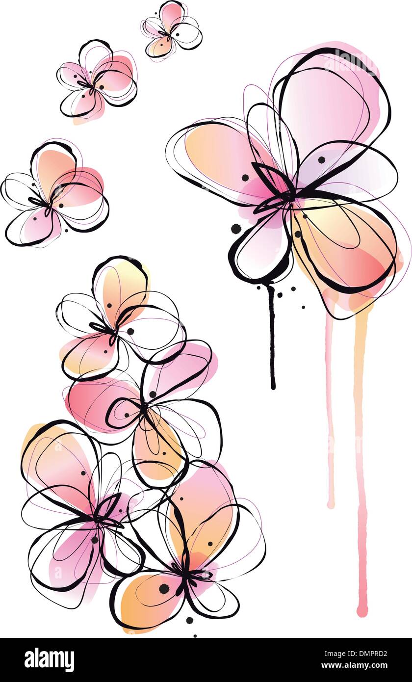 Fleurs aquarelle abstraite, vector Illustration de Vecteur