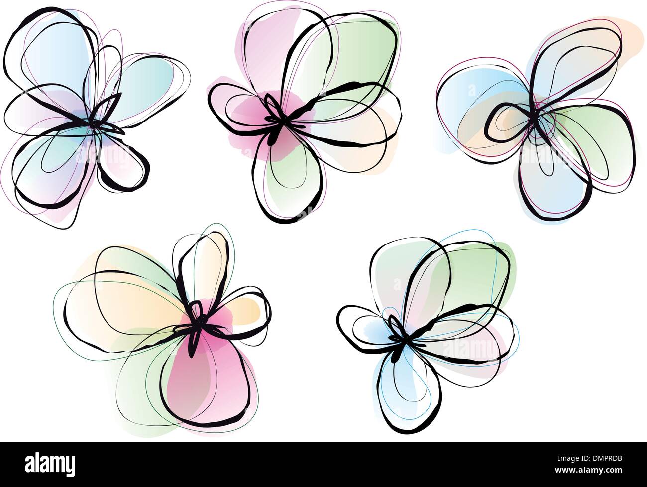 Fleurs Abstraites, vector set Illustration de Vecteur