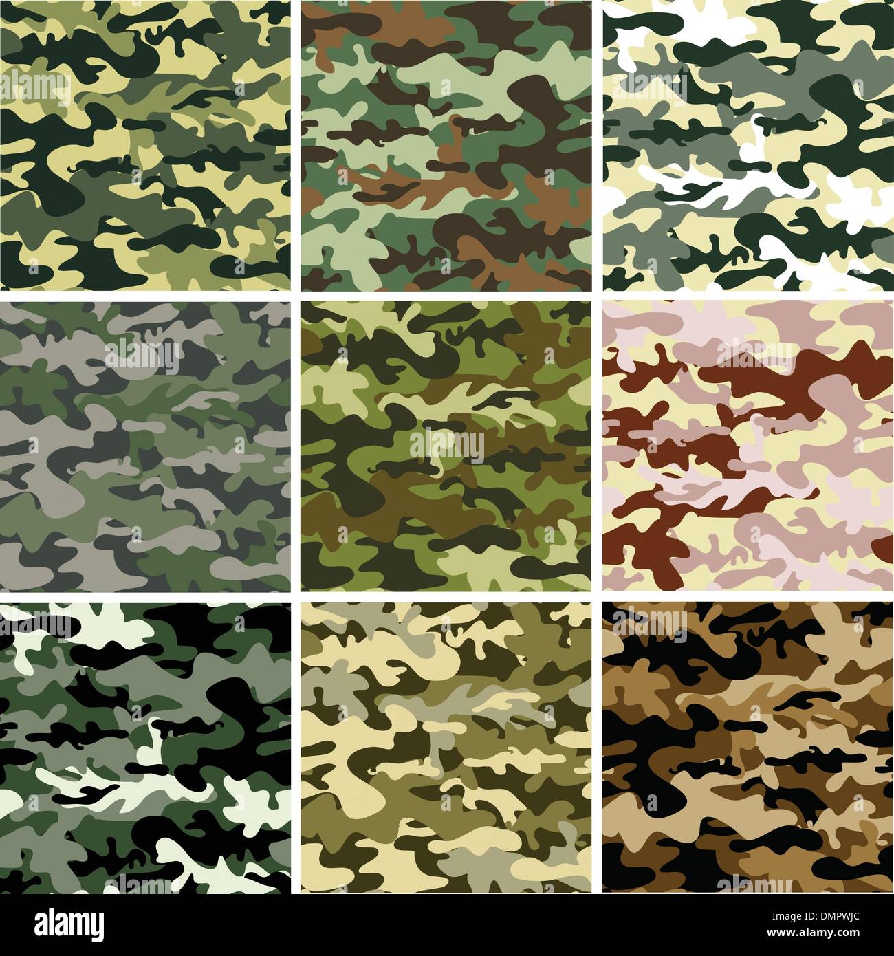 9 Ensemble de camouflage Illustration de Vecteur