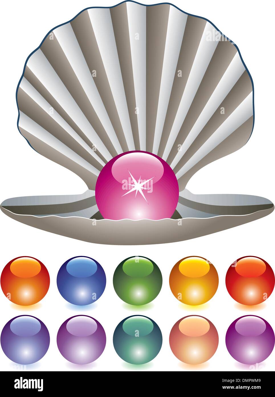 Perles et une coquille de vecteur Illustration de Vecteur