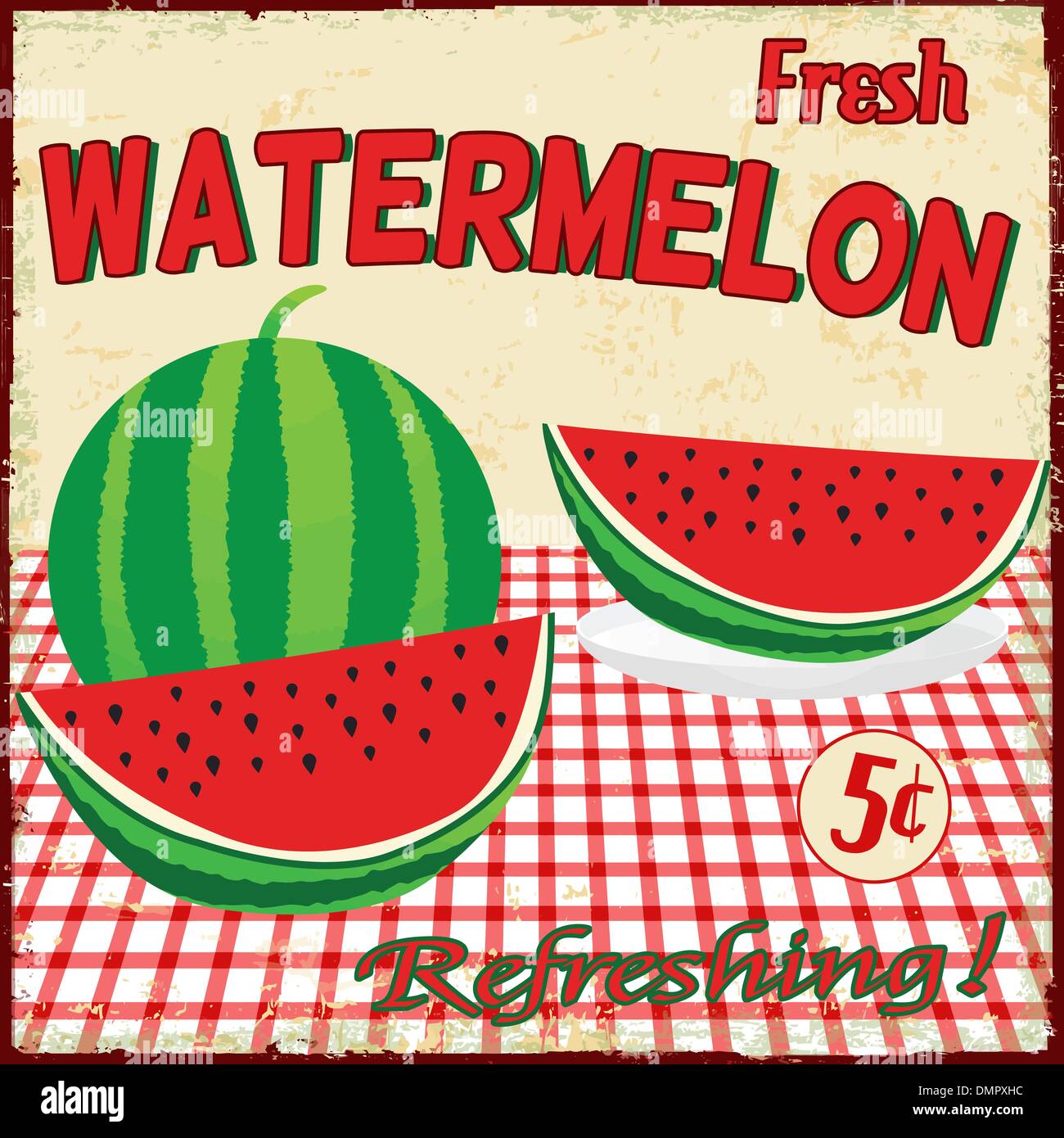 Watermelon vintage poster Illustration de Vecteur