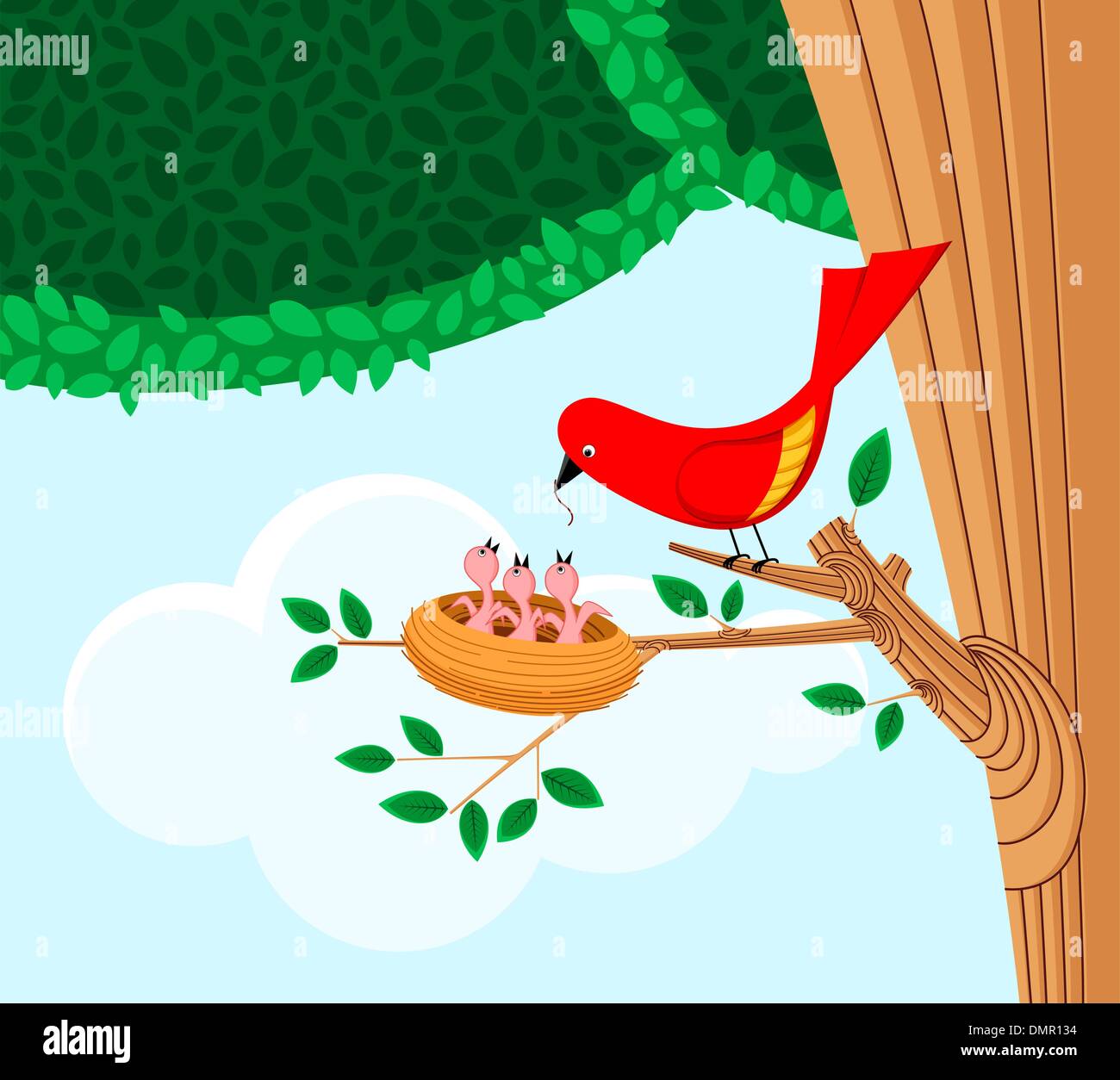 Nourrir les oiseaux son enfant Illustration de Vecteur