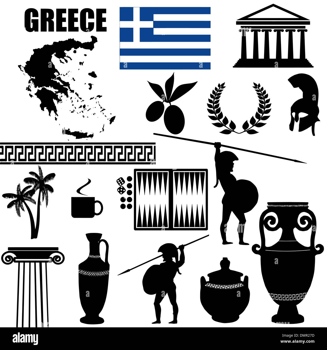 Symboles traditionnels de la Grèce Illustration de Vecteur