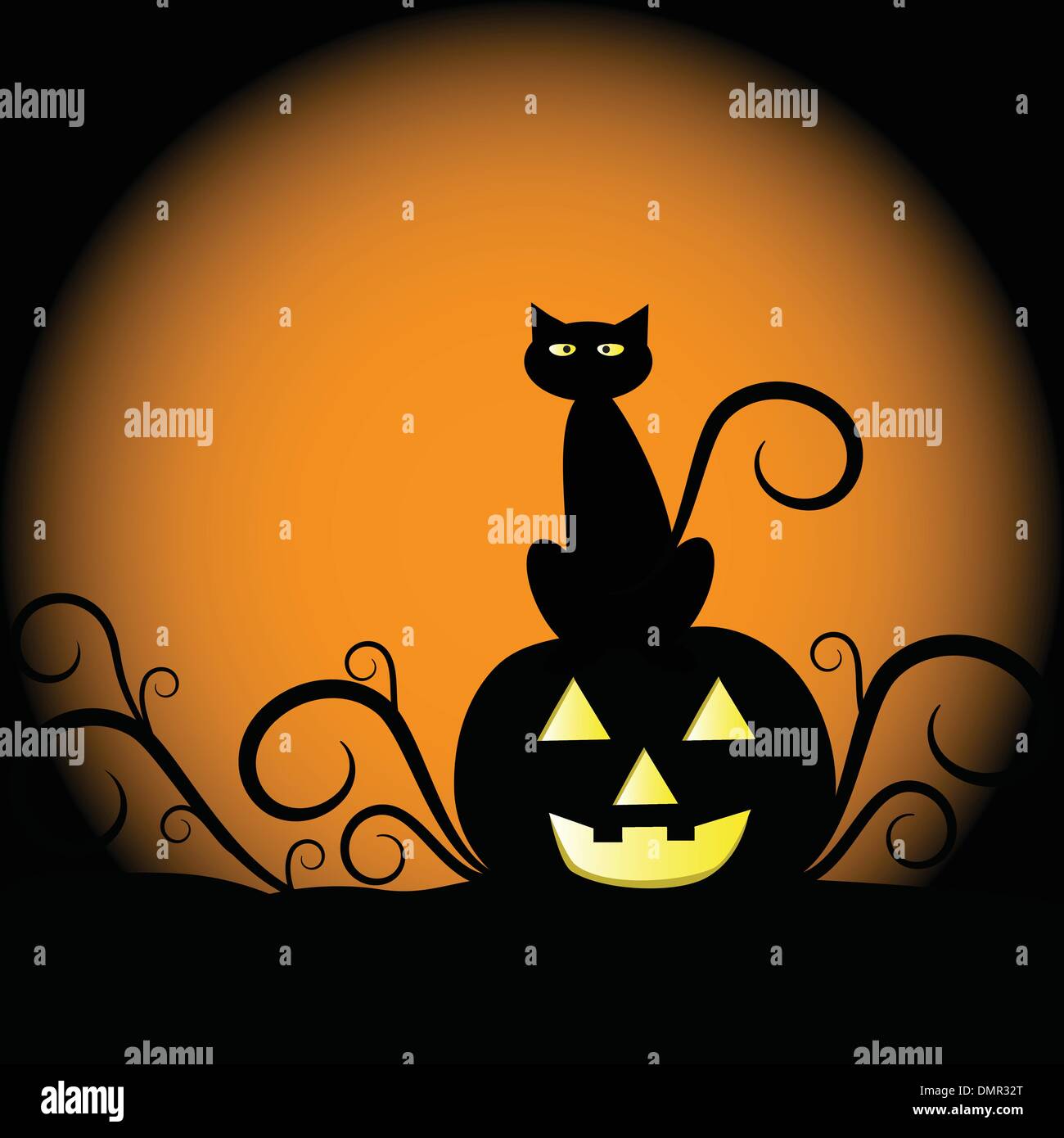 Citrouille et chat Illustration de Vecteur