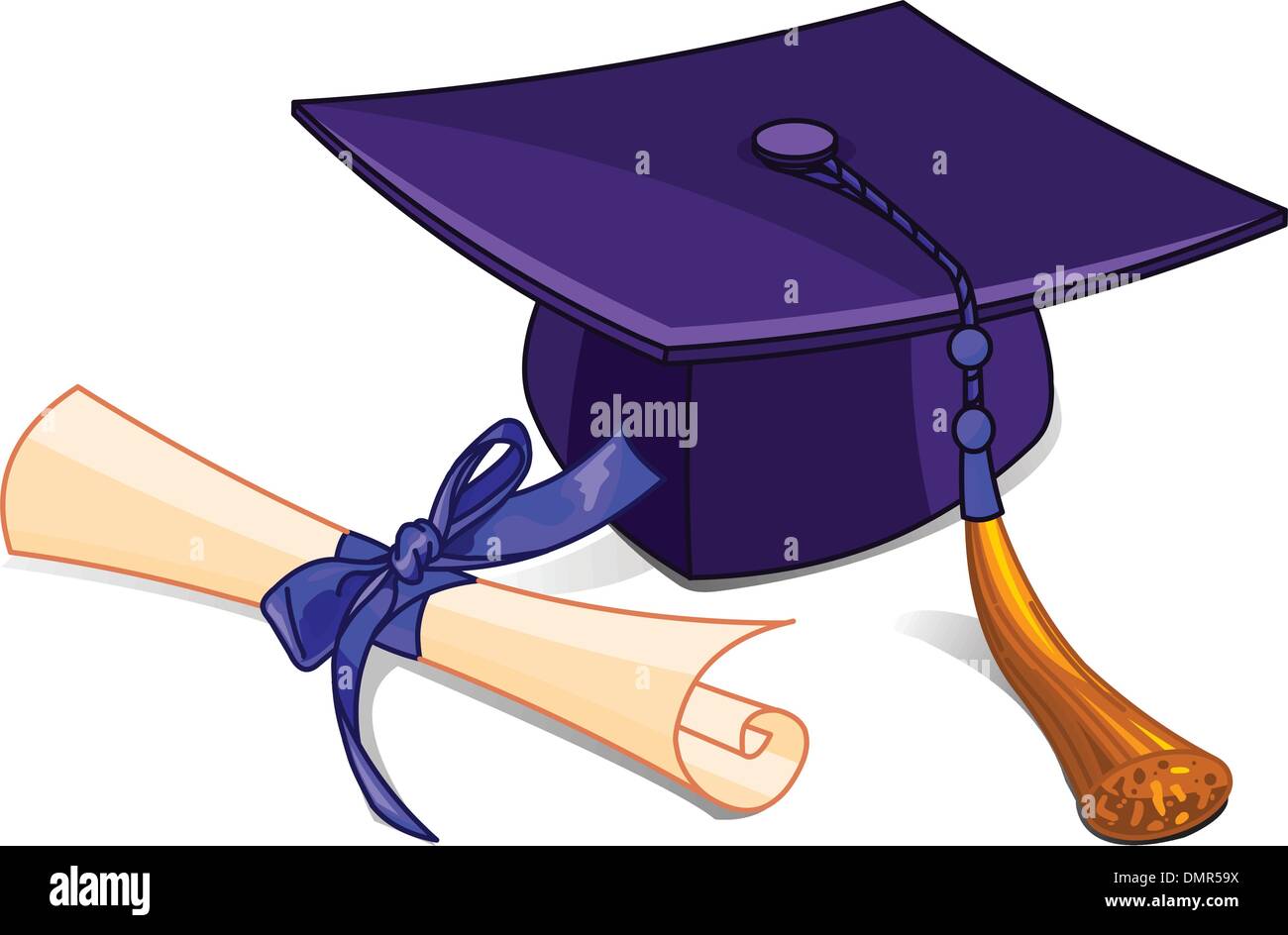 Graduation cap et diplôme Illustration de Vecteur