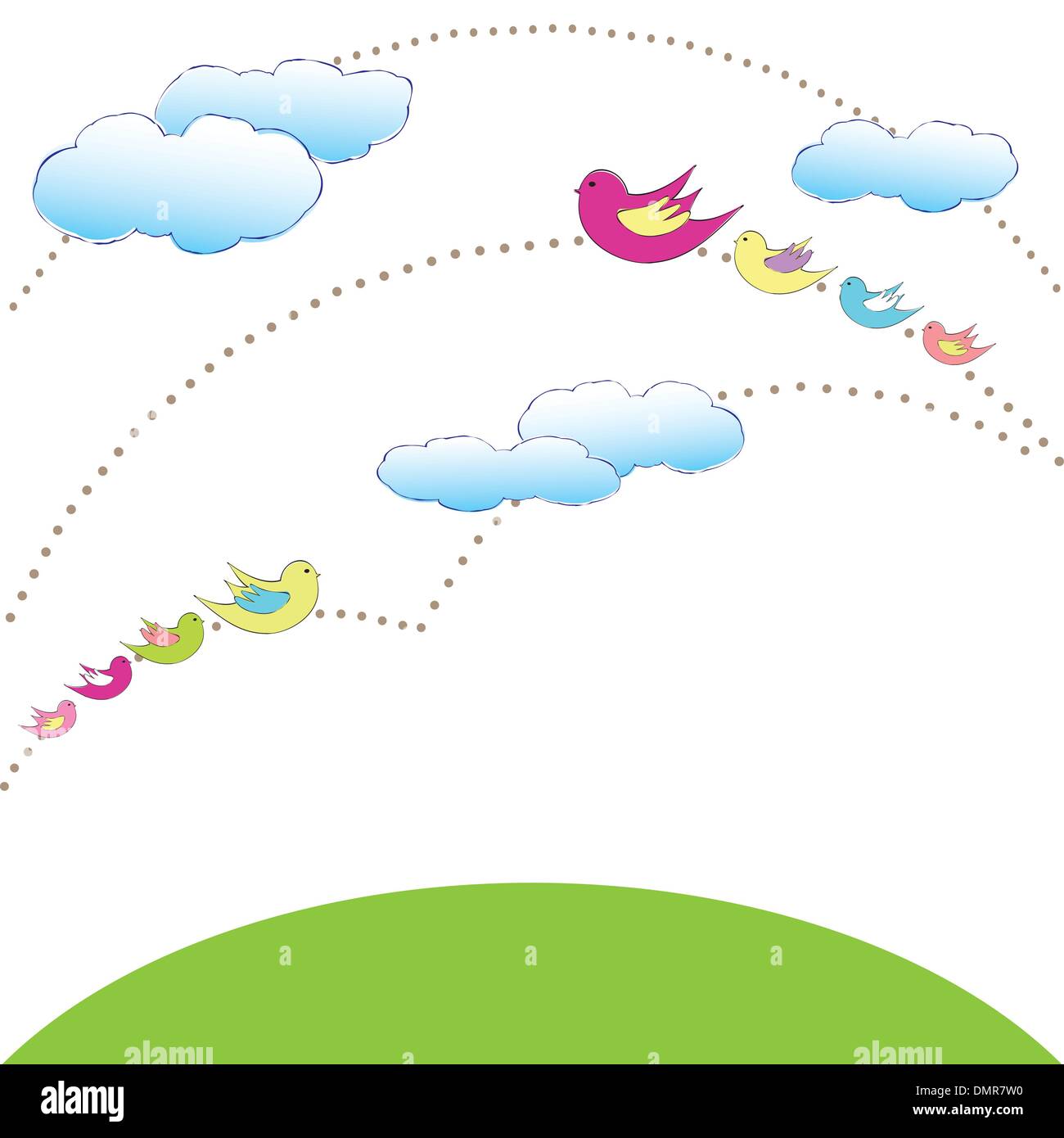 Planète verte fond d'oiseaux colorés Illustration de Vecteur