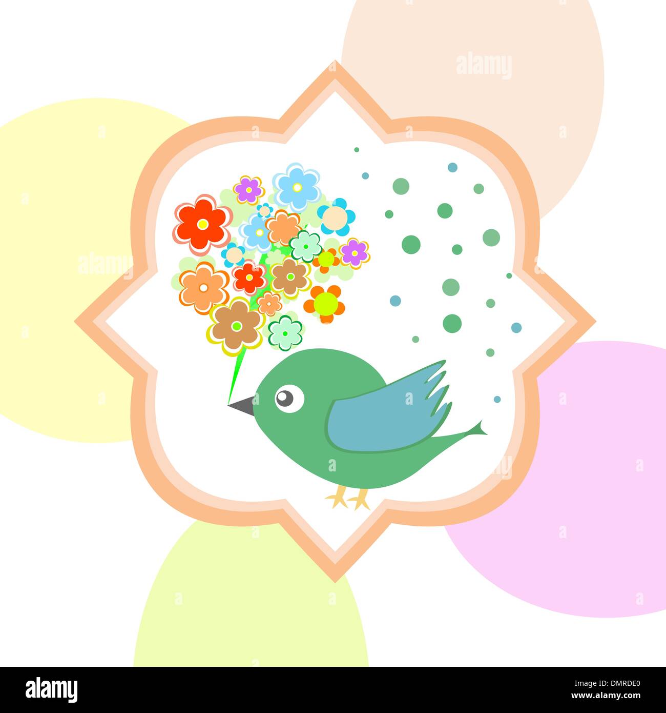 Oiseau Mignon Avec Des Fleurs Joyeux Anniversaire Automne Automne Carte Vector Image Vectorielle Stock Alamy